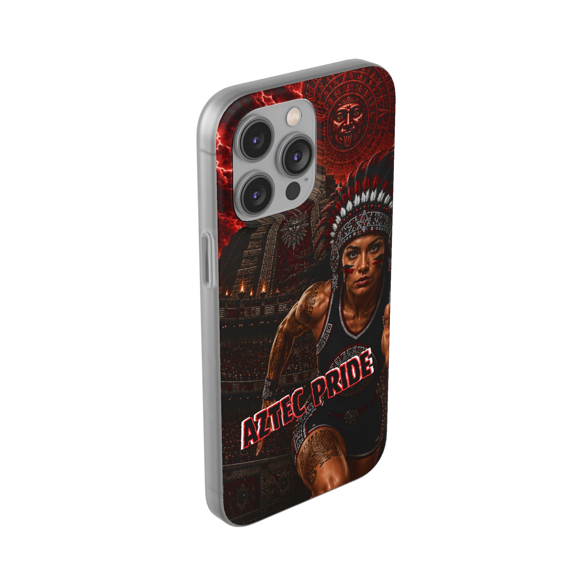 Aztec Track & Field Female Warrior – Flexi Phone Case (iPhone & Samsung • Clear TPU • Made & Shipped in the USA • 🚚 FREE USA Shipping • Personalized Option)