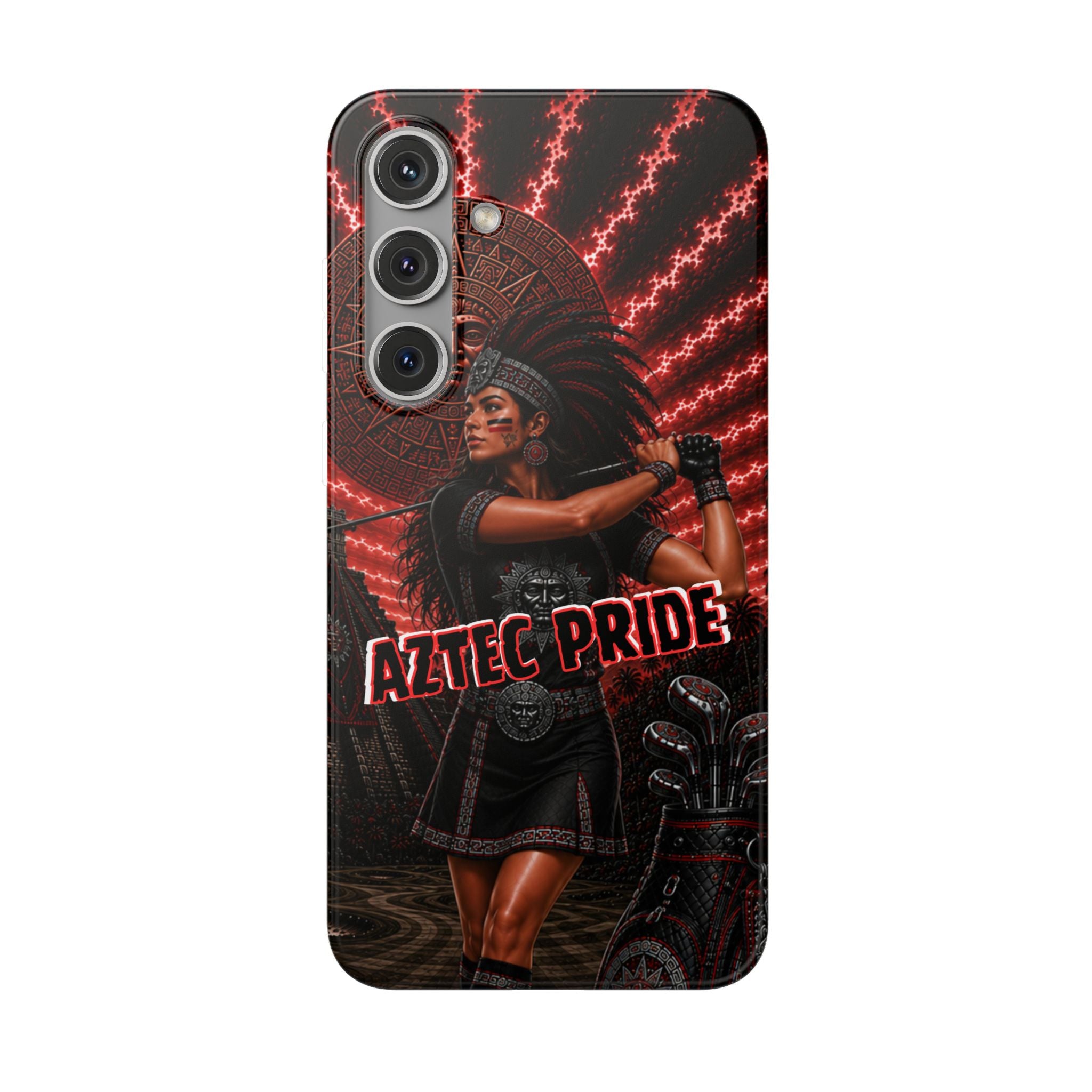 Aztec Golf Female Warrior – Flexi Phone Case (iPhone & Samsung • Clear TPU • Made & Shipped in the USA • 🚚 FREE USA Shipping • Personalized Option)