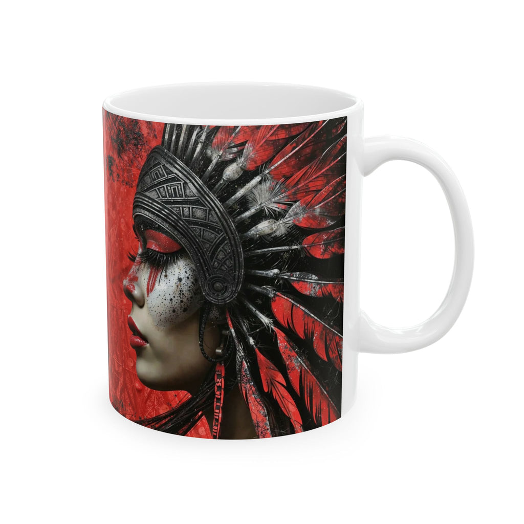 Aztec Fearless Goddess – Ceramic Mug (11oz, 15oz • Dishwasher & Microwave Safe • Made in USA • Personalized Option)