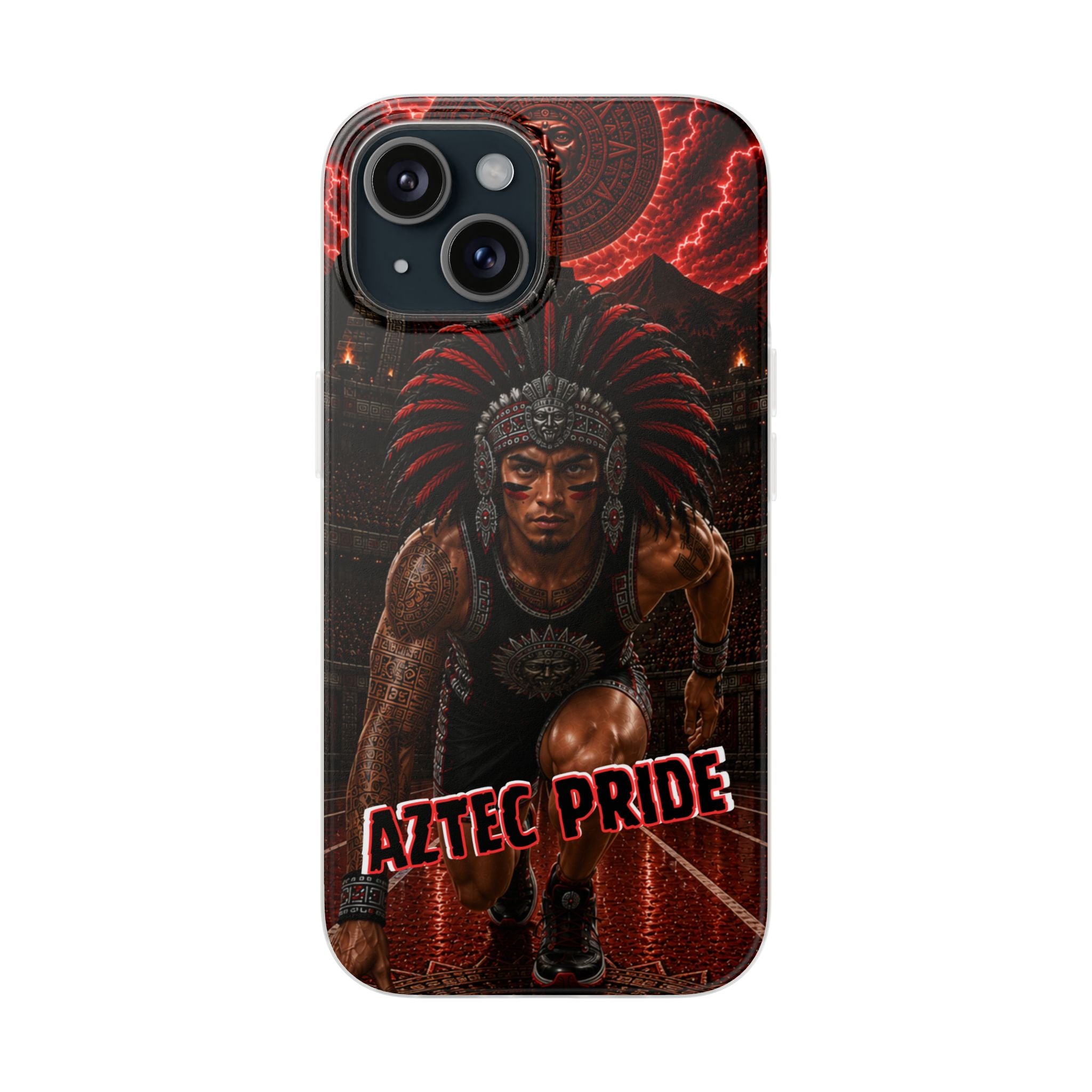 Aztec Track & Field Male Warrior – Flexi Phone Case (iPhone & Samsung • Clear TPU • Made & Shipped in the USA • 🚚 FREE USA Shipping • Personalized Option)