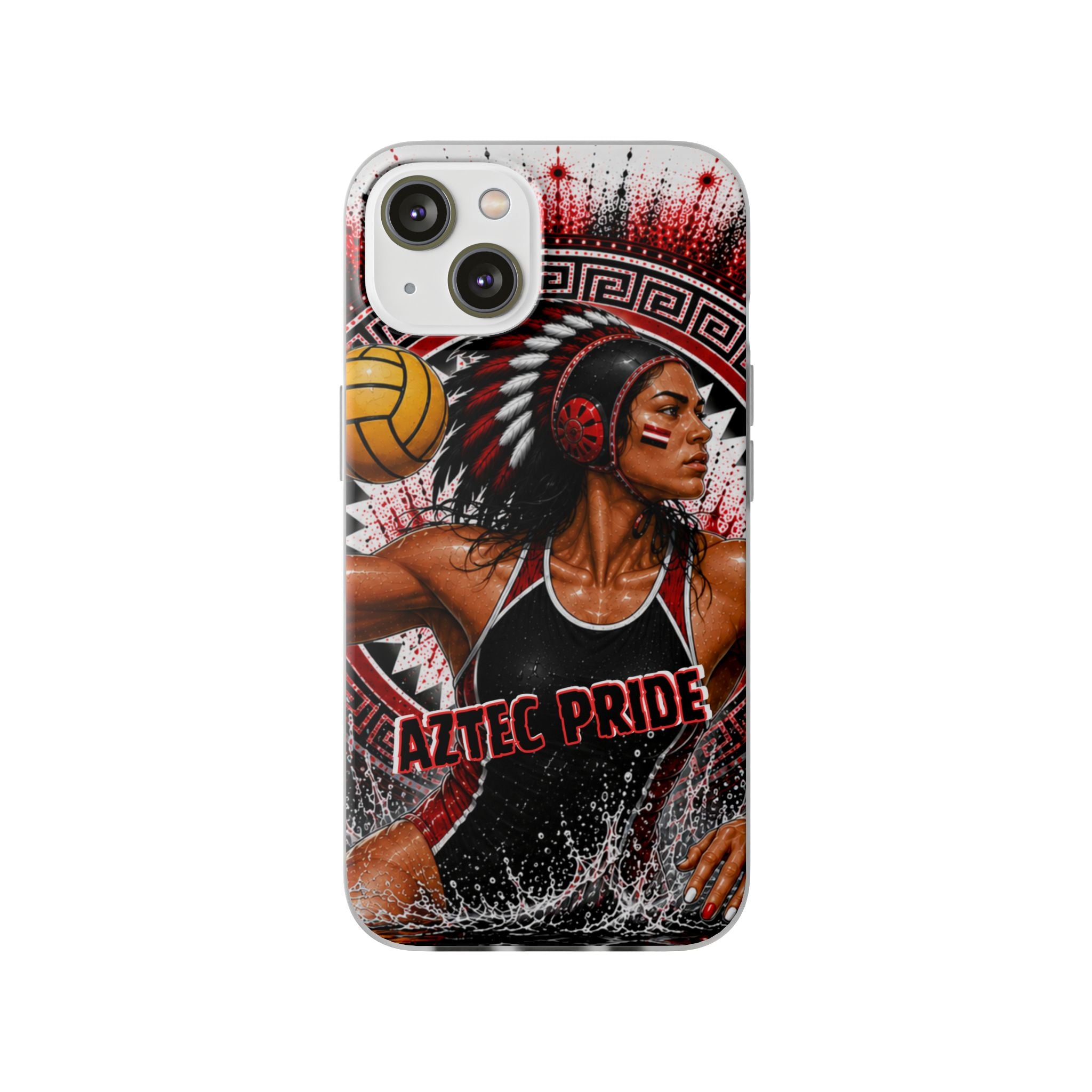 Aztec Water Polo Warrior – Flexi Phone Case (iPhone & Samsung • Clear TPU • Made in USA • Personalized Option)