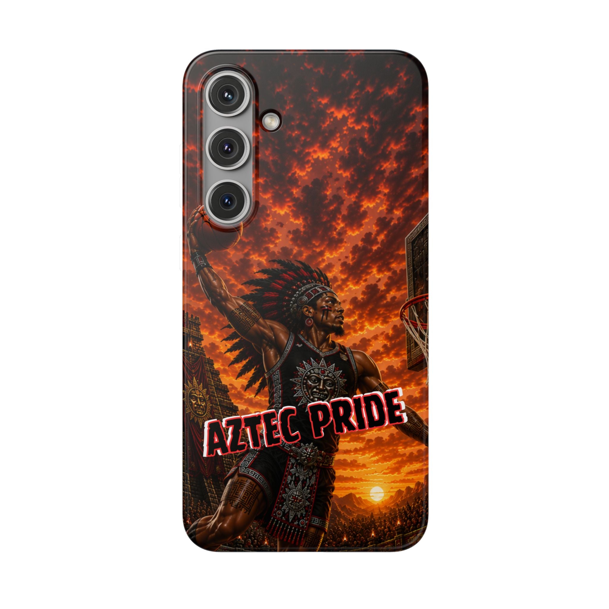 Aztec Basketball Male Warrior – Flexi Phone Case (iPhone & Samsung • Clear TPU • Made & Shipped in the USA • 🚚 FREE USA Shipping • Personalized Option)