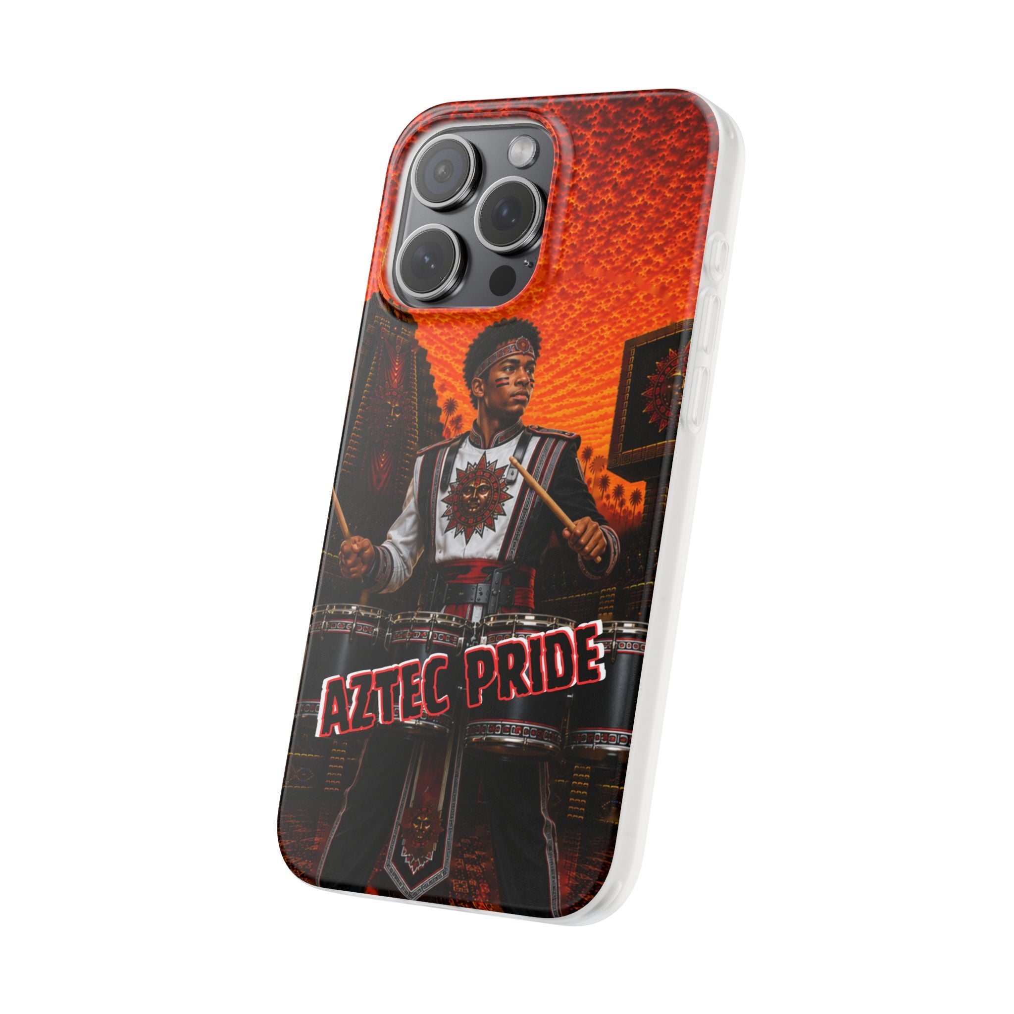 Aztec Band Warrior – Flexi Phone Case (iPhone & Samsung • Clear TPU • Made & Shipped in the USA • 🚚 FREE USA Shipping • Personalized Option)
