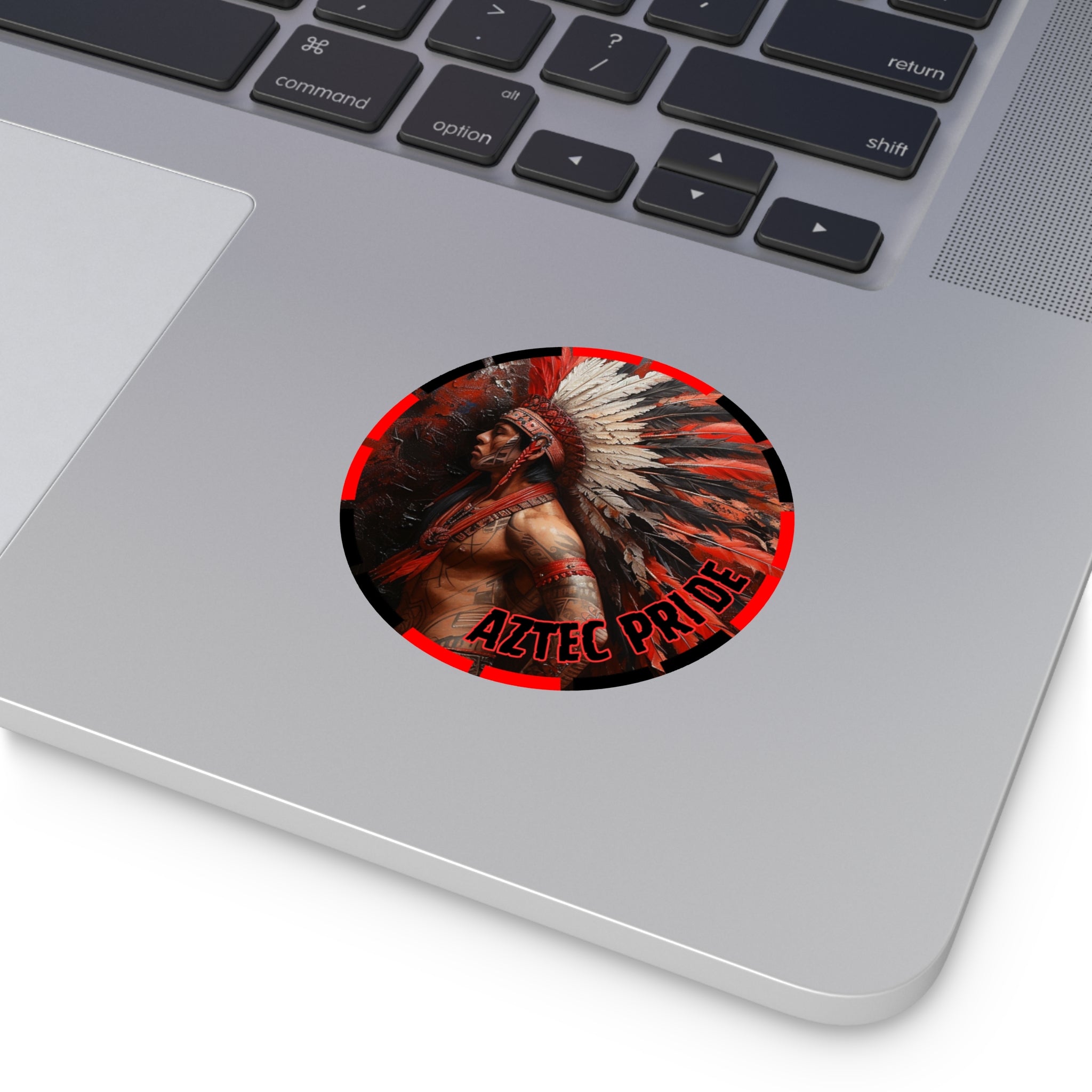 Aztec Noble Warrior Round Vinyl Sticker – Waterproof Matte Decal (2”–6”)