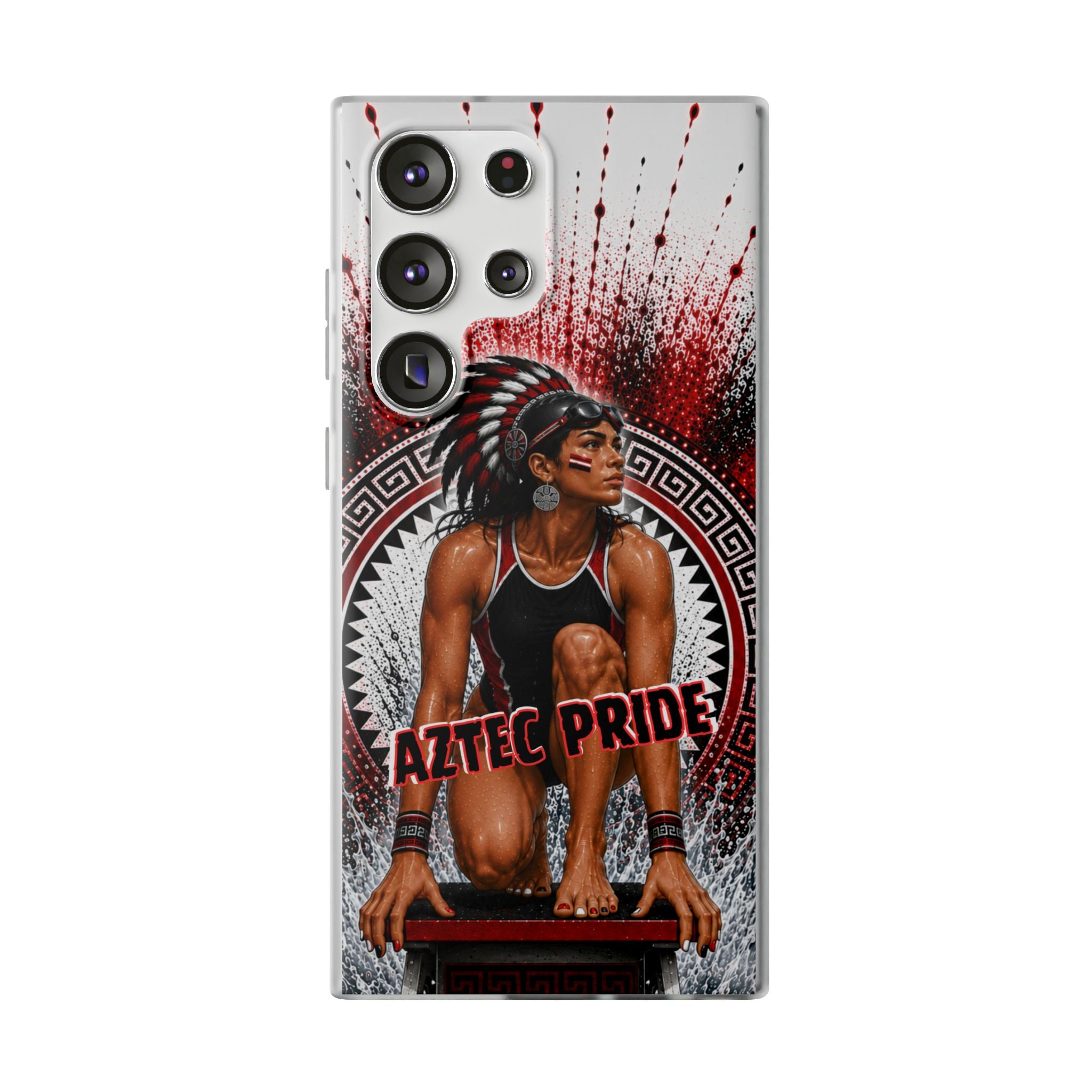 Aztec Swim & Dive Warrior – Flexi Phone Case (iPhone & Samsung • Clear TPU • Made & Shipped in the USA • 🚚 FREE USA Shipping • Personalized Option)
