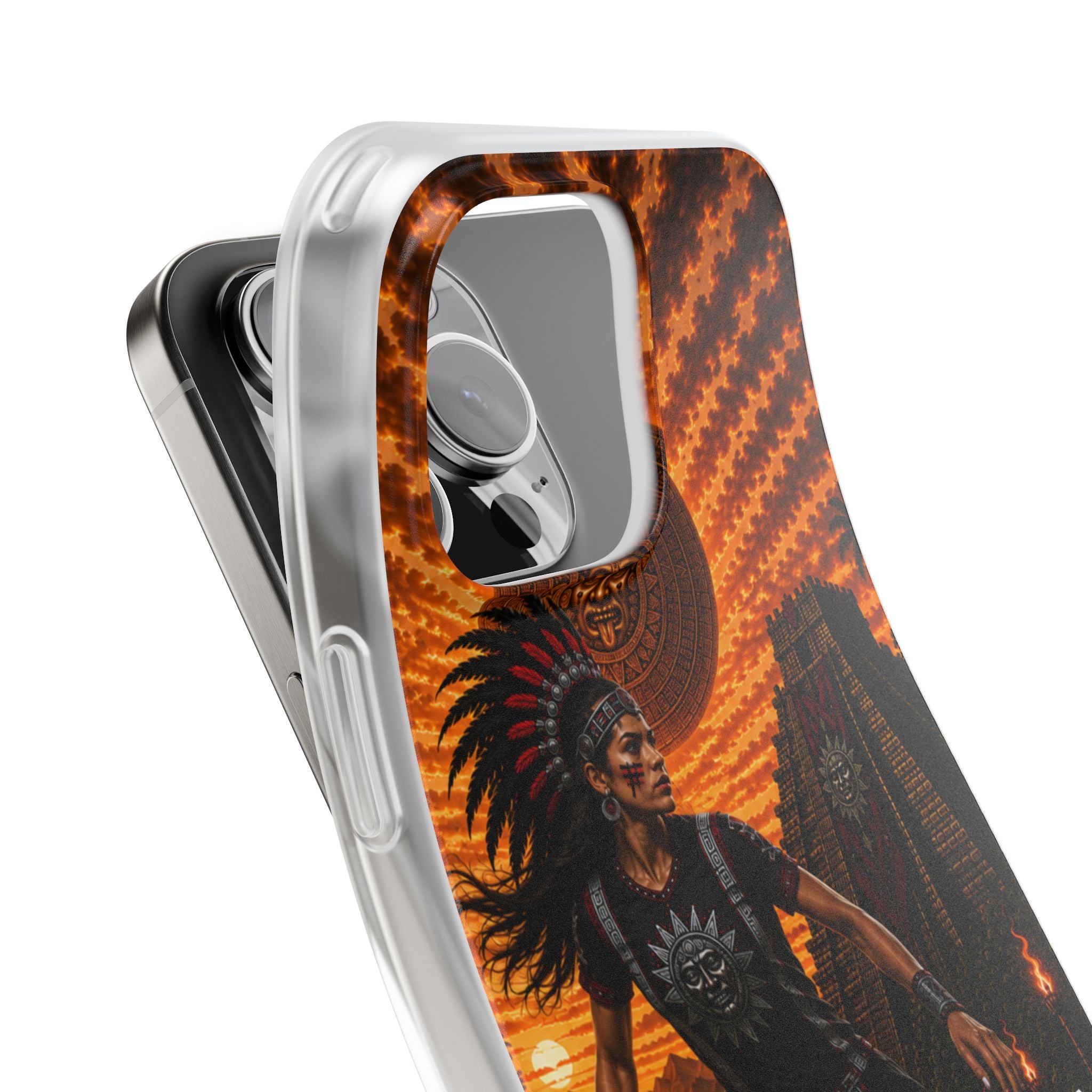 Aztec Soccer Female Warrior – Flexi Phone Case (iPhone & Samsung • Clear TPU • Made & Shipped in the USA • 🚚 FREE USA Shipping • Personalized Option)
