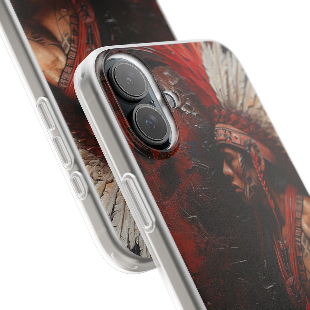 Aztec Noble Warrior – Flexi Phone Case (iPhone & Samsung • Clear TPU • Made in USA • Personalized Option)