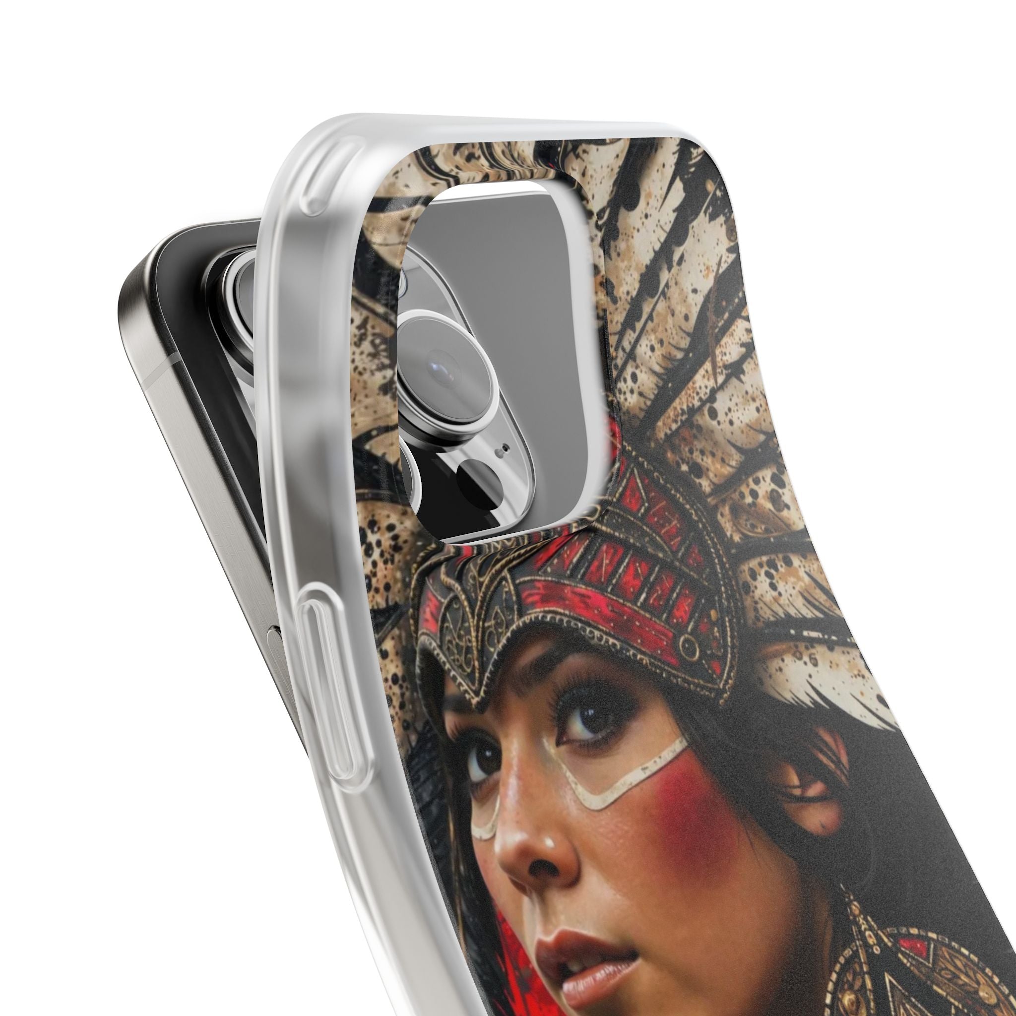 Aztec Moon Goddess – Flexi Phone Case (iPhone & Samsung • Clear TPU • Made in USA • Personalized Option)
