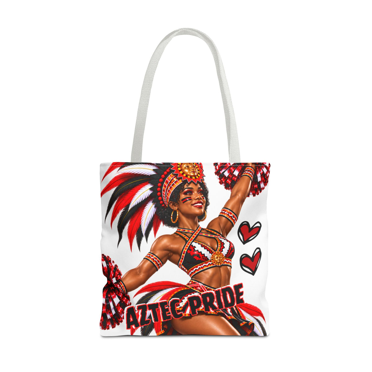 Aztec Cheerleader Warrior Tote Bag | Aztec-Inspired AI Art • Made & Shipped in the USA • 🚚 FREE USA Shipping • FREE Personalization