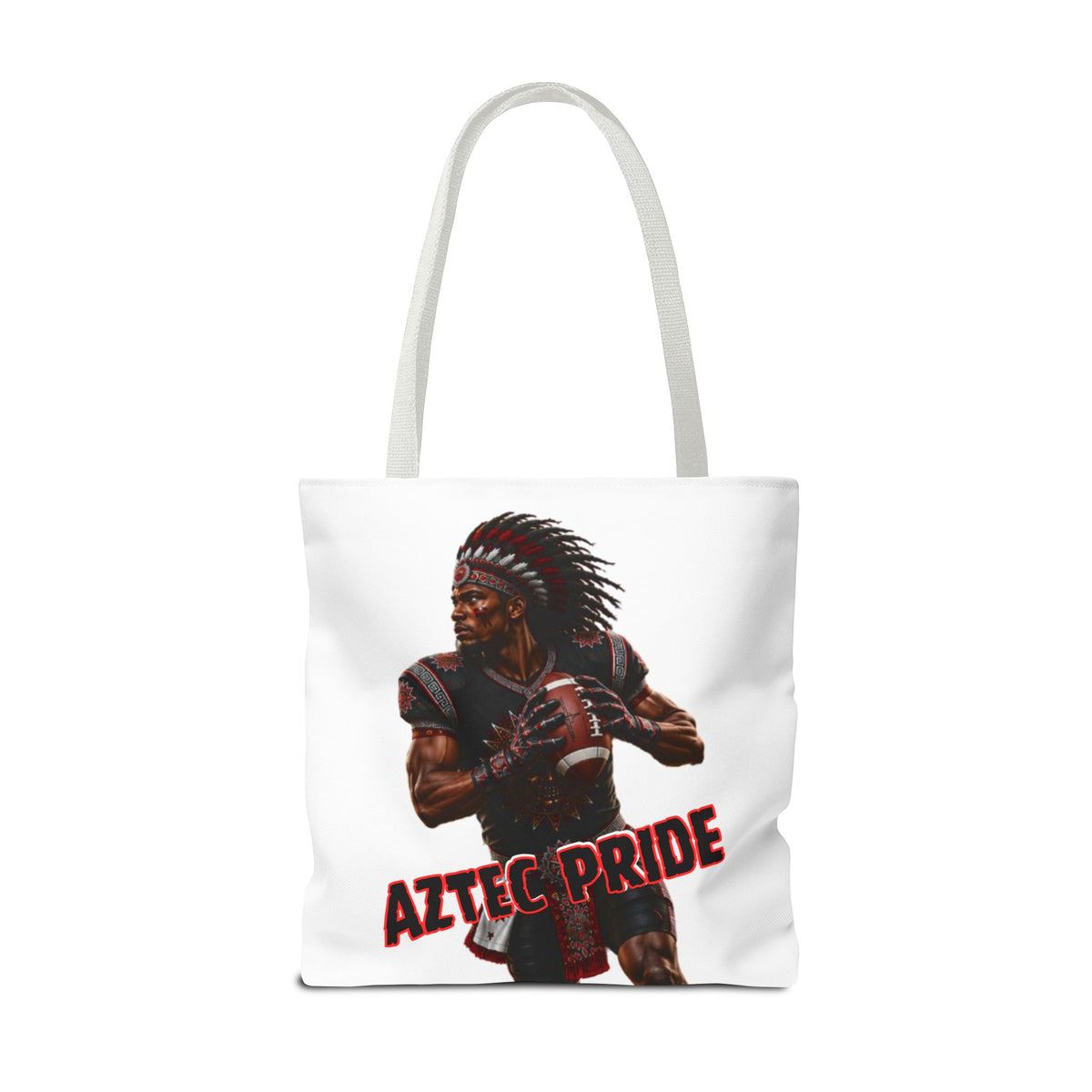 Aztec Football Quarterback Warrior Tote Bag | Aztec-Inspired AI Art • Made & Shipped in the USA • 🚚 FREE USA Shipping • FREE Personalization