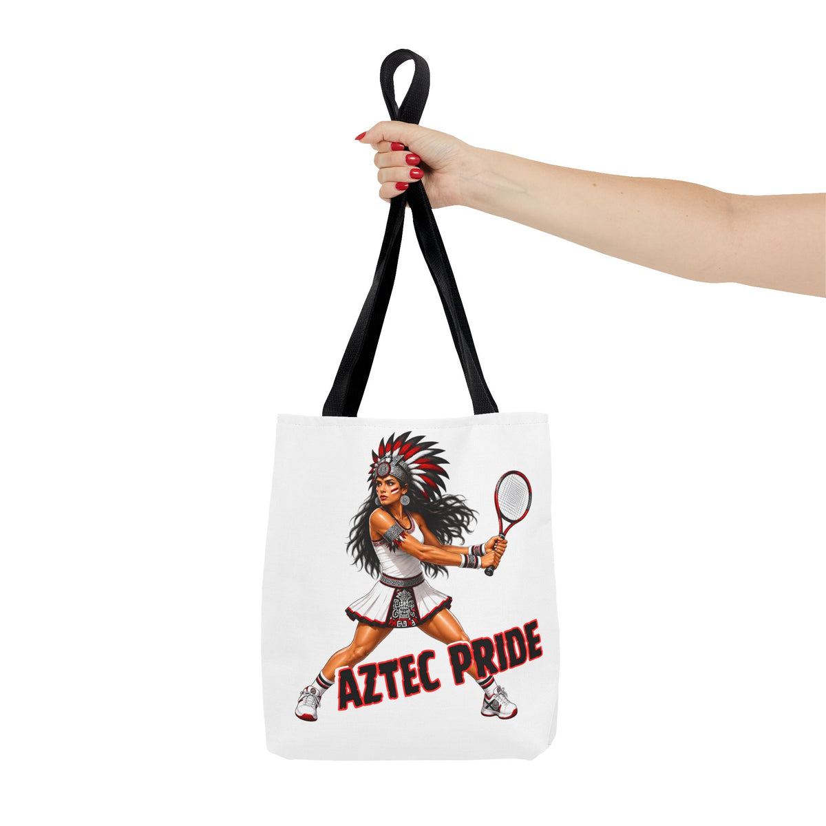 Aztec Tennis Female Warrior Tote Bag | Aztec-Inspired AI Art • Made & Shipped in the USA • 🚚 FREE USA Shipping • FREE Personalization