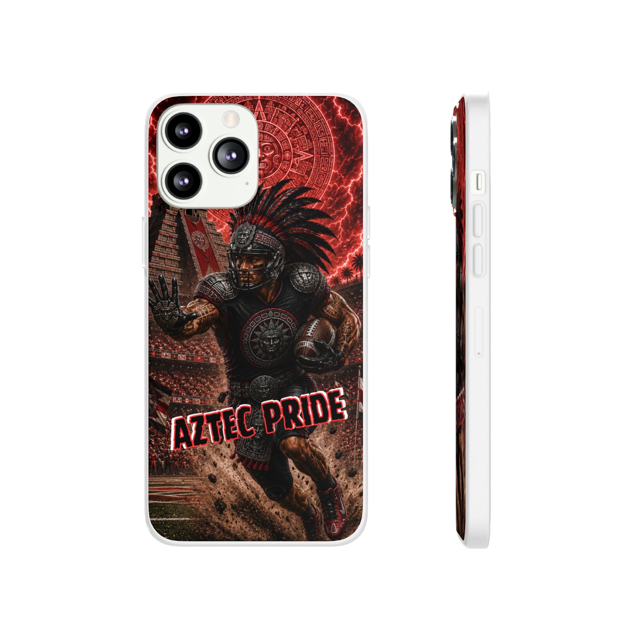 Aztec Football Warrior – Flexi Phone Case (iPhone & Samsung • Clear TPU • Made in USA • Personalized Option)