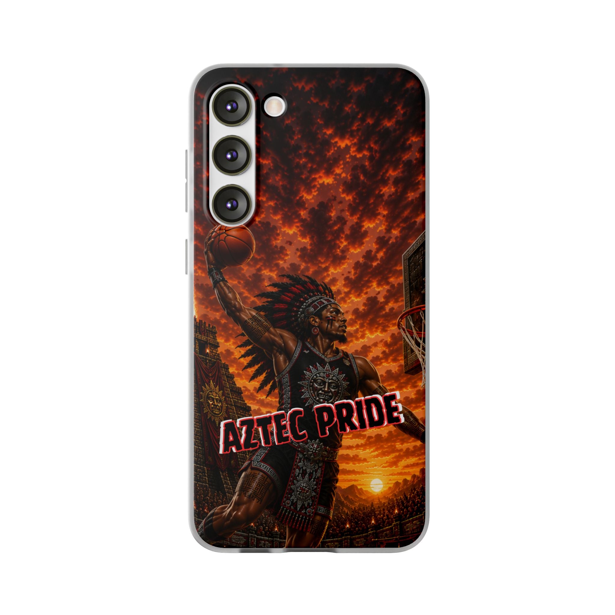 Aztec Basketball Male Warrior – Flexi Phone Case (iPhone & Samsung • Clear TPU • Made & Shipped in the USA • 🚚 FREE USA Shipping • Personalized Option)