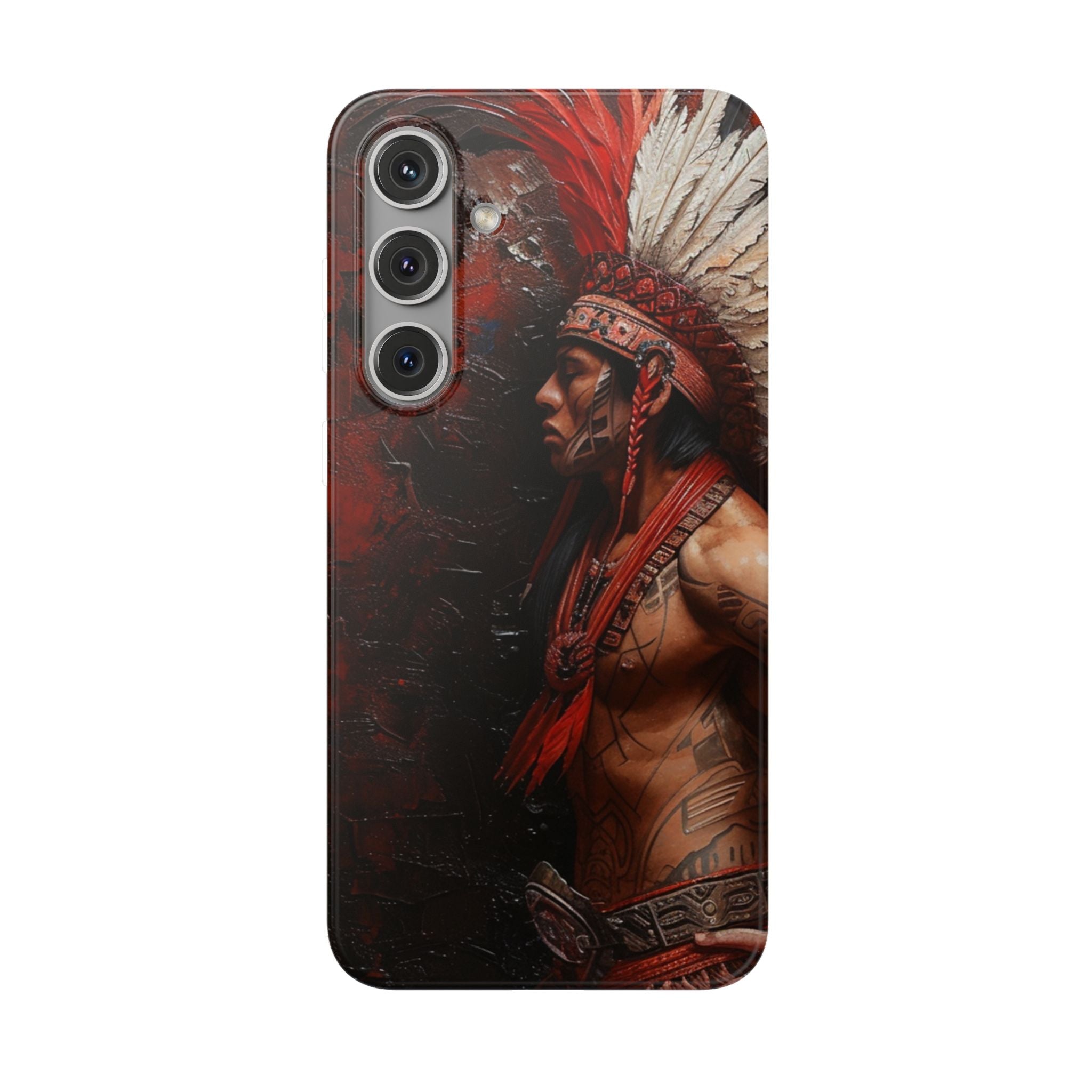 Aztec Noble Warrior – Flexi Phone Case (iPhone & Samsung • Clear TPU • Made in USA • Personalized Option)