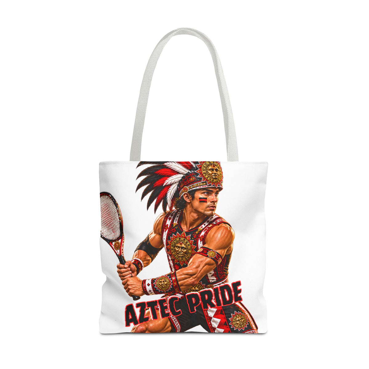 Aztec Tennis Male Warrior Tote Bag | Aztec-Inspired AI Art • Made & Shipped in the USA • 🚚 FREE USA Shipping • FREE Personalization