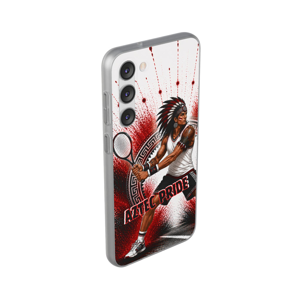 Aztec Tennis Male Warrior – Flexi Phone Case (iPhone & Samsung • Clear TPU • Made & Shipped in the USA • 🚚 FREE USA Shipping • Personalized Option)