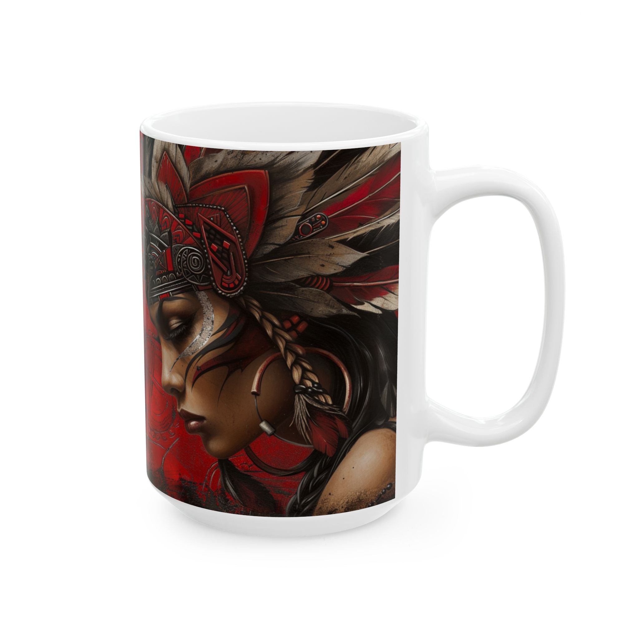 Aztec Sun Goddess – Ceramic Mug (11oz, 15oz • Dishwasher & Microwave Safe • Made in USA • Personalized Option)