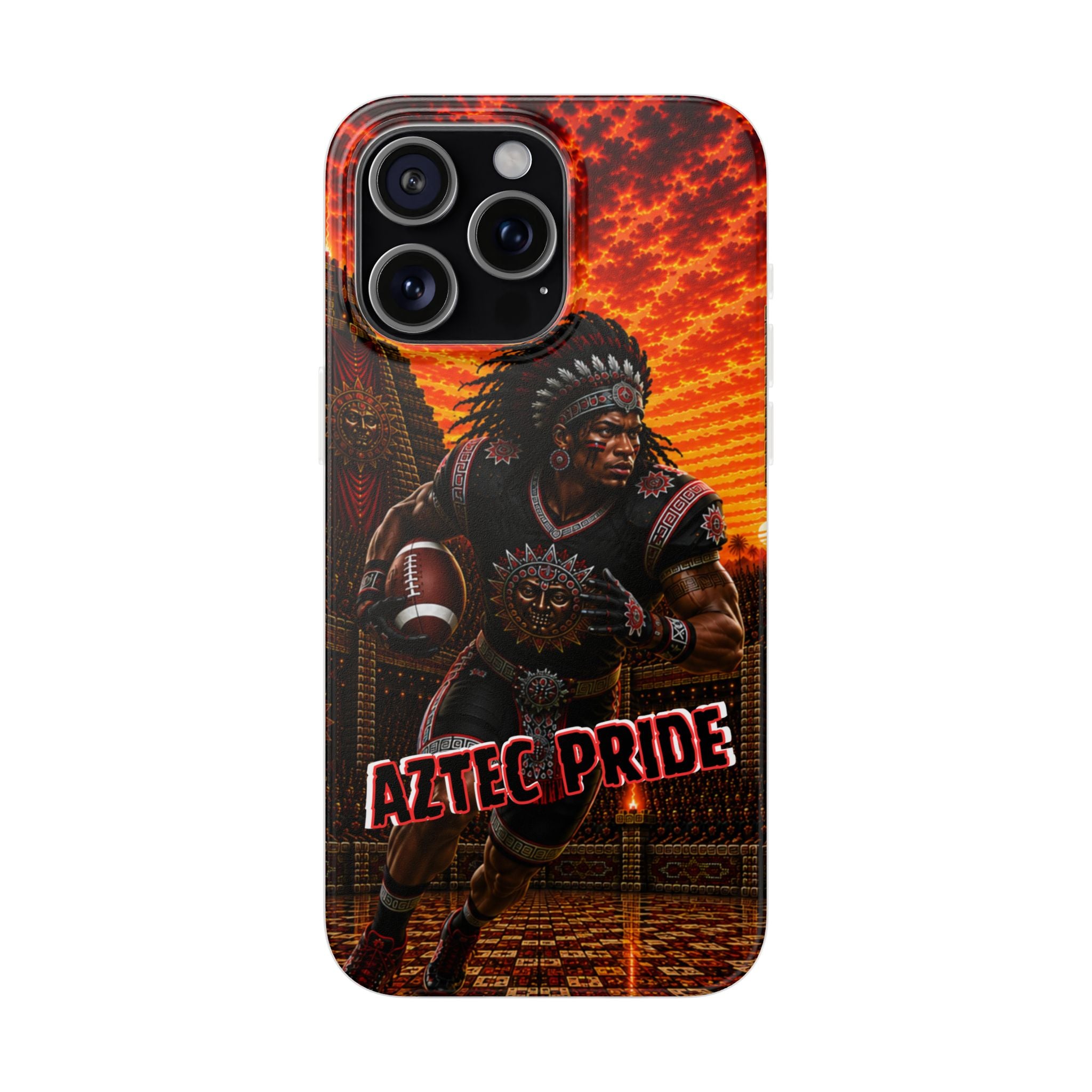Aztec Football Warrior – Flexi Phone Case (iPhone & Samsung • Clear TPU • Made & Shipped in the USA • 🚚 FREE USA Shipping • Personalized Option)
