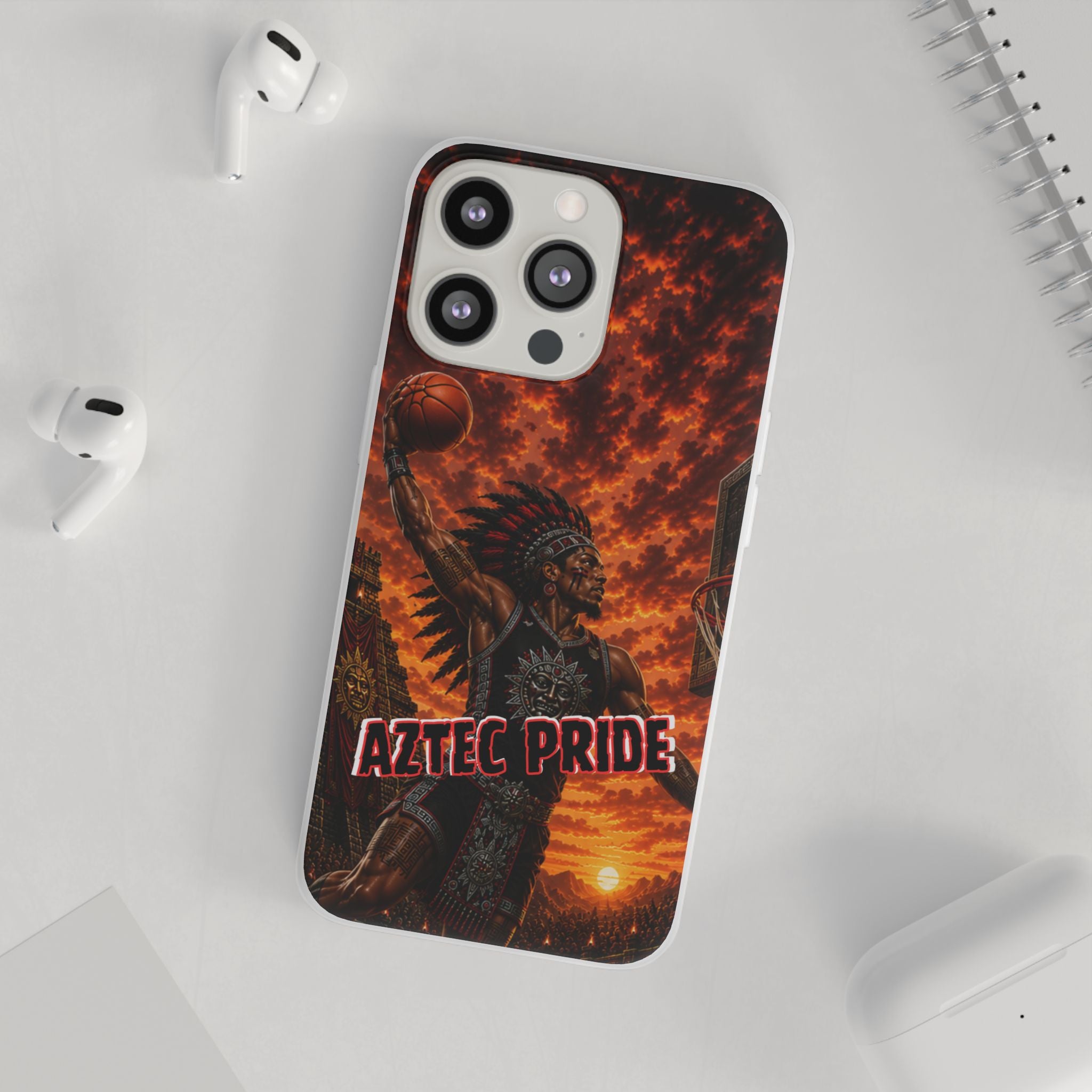 Aztec Basketball Male Warrior – Flexi Phone Case (iPhone & Samsung • Clear TPU • Made & Shipped in the USA • 🚚 FREE USA Shipping • Personalized Option)