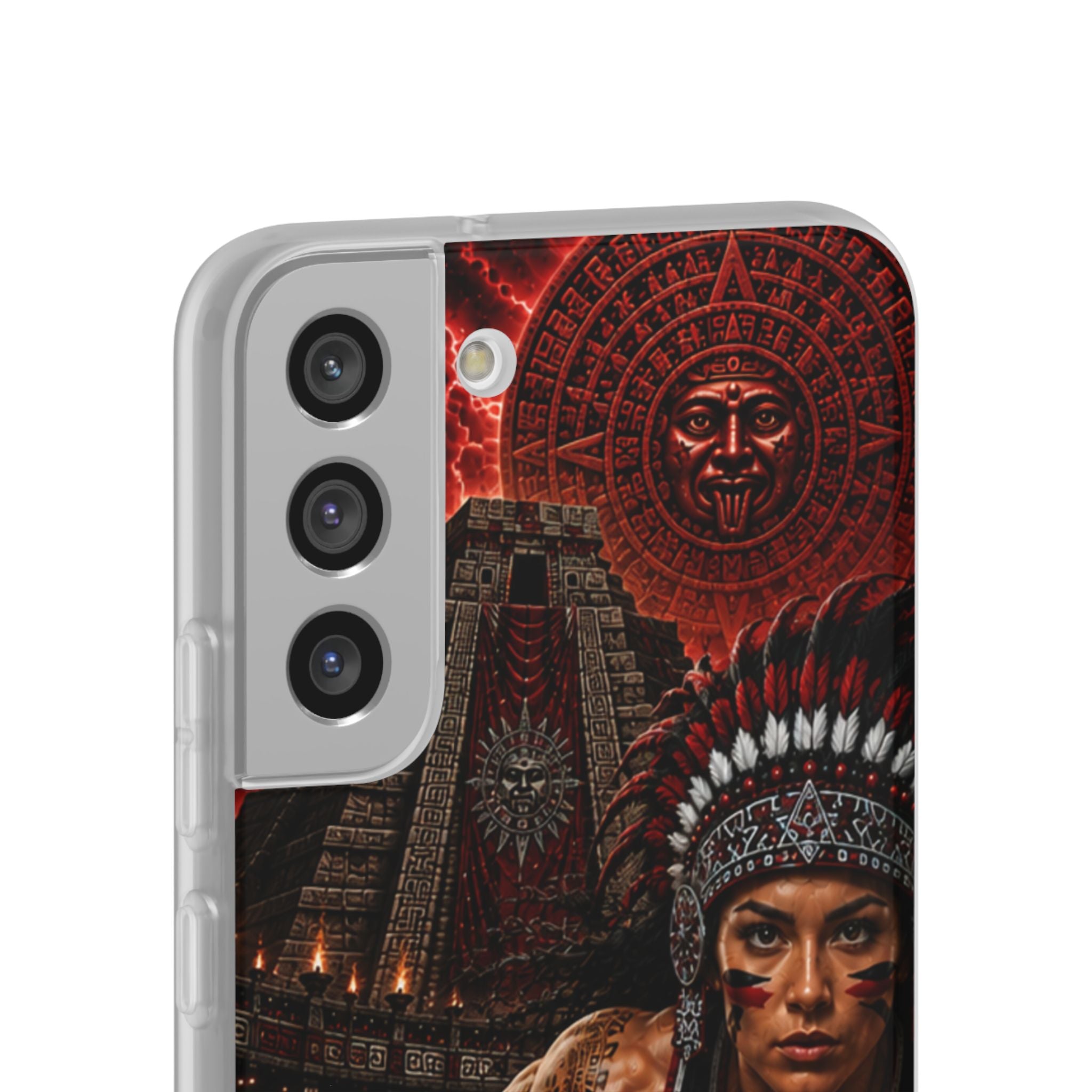Aztec Track & Field Female Warrior – Flexi Phone Case (iPhone & Samsung • Clear TPU • Made & Shipped in the USA • 🚚 FREE USA Shipping • Personalized Option)