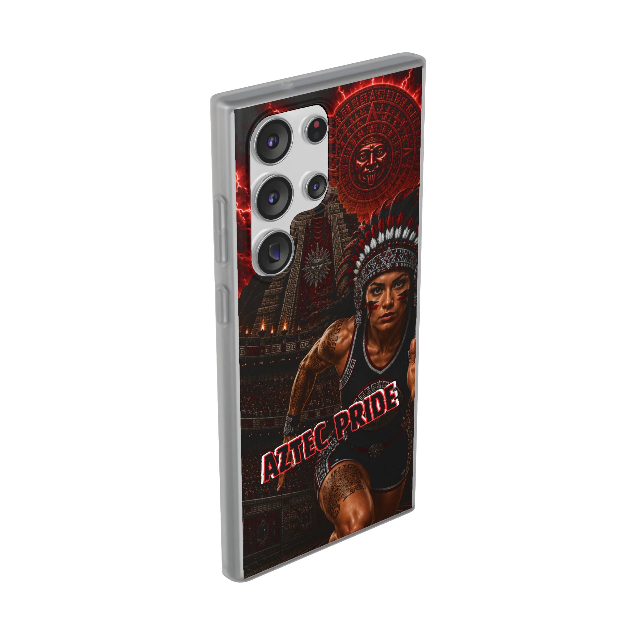 Aztec Track & Field Female Warrior – Flexi Phone Case (iPhone & Samsung • Clear TPU • Made & Shipped in the USA • 🚚 FREE USA Shipping • Personalized Option)