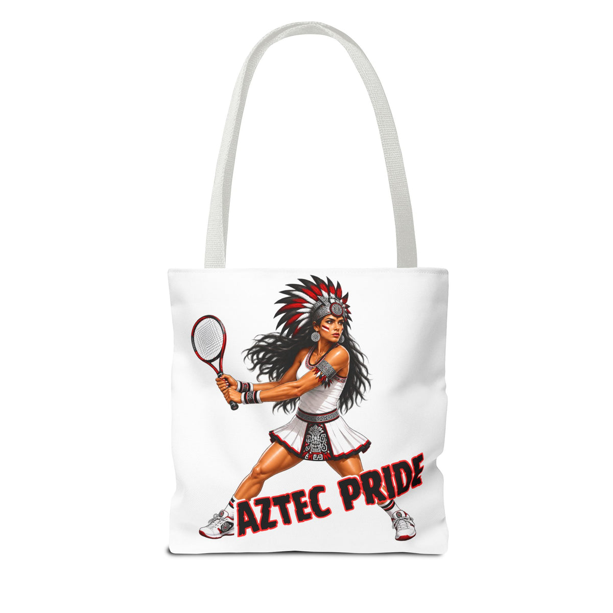 Aztec Tennis Female Warrior Tote Bag | Aztec-Inspired AI Art • Made & Shipped in the USA • 🚚 FREE USA Shipping • FREE Personalization