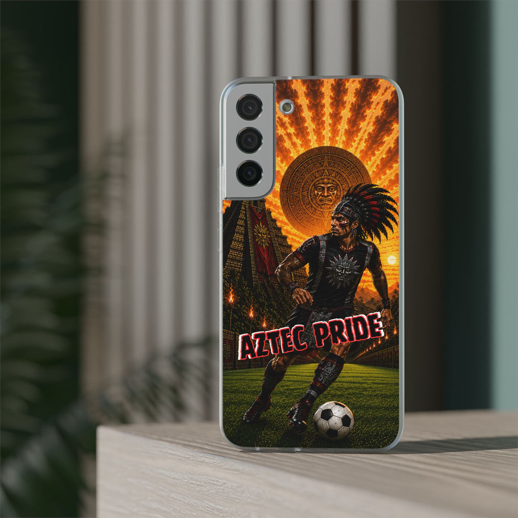 Aztec Soccer Male Warrior – Flexi Phone Case (iPhone & Samsung • Clear TPU • Made & Shipped in the USA • 🚚 FREE USA Shipping • Personalized Option)