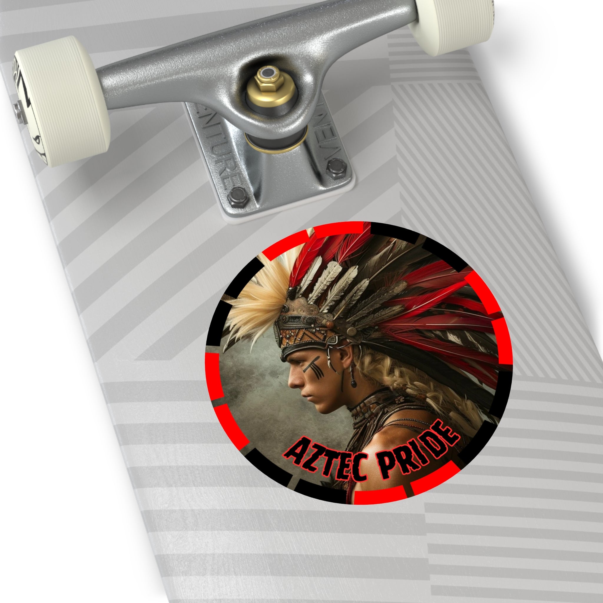 Aztec Storm Warrior Round Vinyl Sticker – Waterproof Matte Decal (2”–6”)