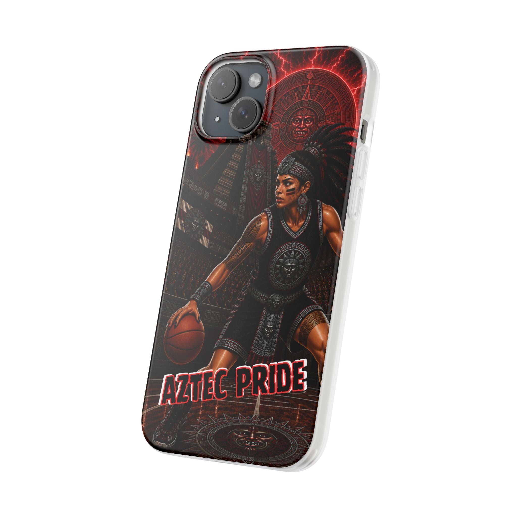 Aztec Basketball Female Warrior – Flexi Phone Case (iPhone & Samsung • Clear TPU • Made & Shipped in the USA • 🚚 FREE USA Shipping • Personalized Option)