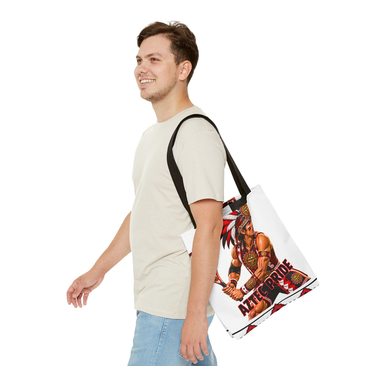Aztec Tennis Male Warrior Tote Bag | Aztec-Inspired AI Art • Made & Shipped in the USA • 🚚 FREE USA Shipping • FREE Personalization
