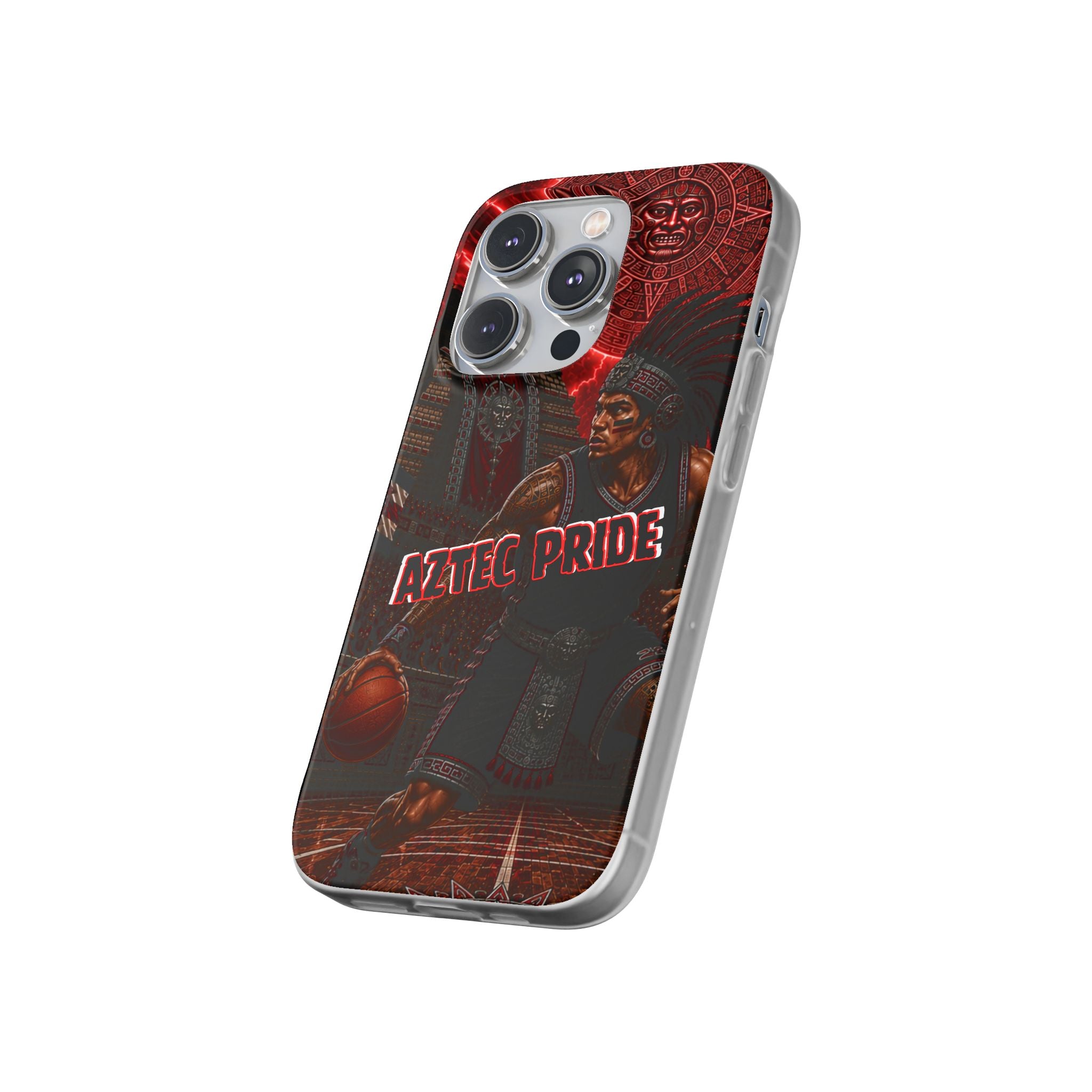 Aztec Basketall Warrior – Flexi Phone Case (iPhone & Samsung • Clear TPU • Made & Shipped in the USA • 🚚 FREE USA Shipping • Personalized Option)