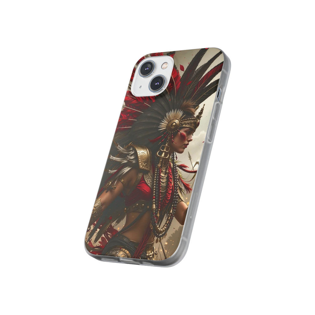 Aztec Warrior Queen – Flexi Phone Case (iPhone & Samsung • Clear TPU • Made in USA • Personalized Option)