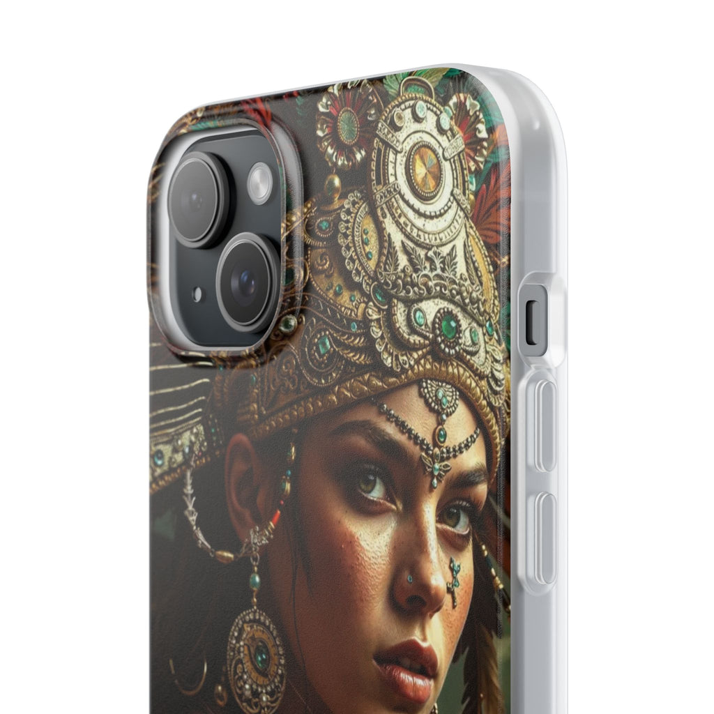 Aztec Warrior Goddess – Flexi Phone Case (iPhone & Samsung • Clear TPU • Made in USA • Personalized Option)
