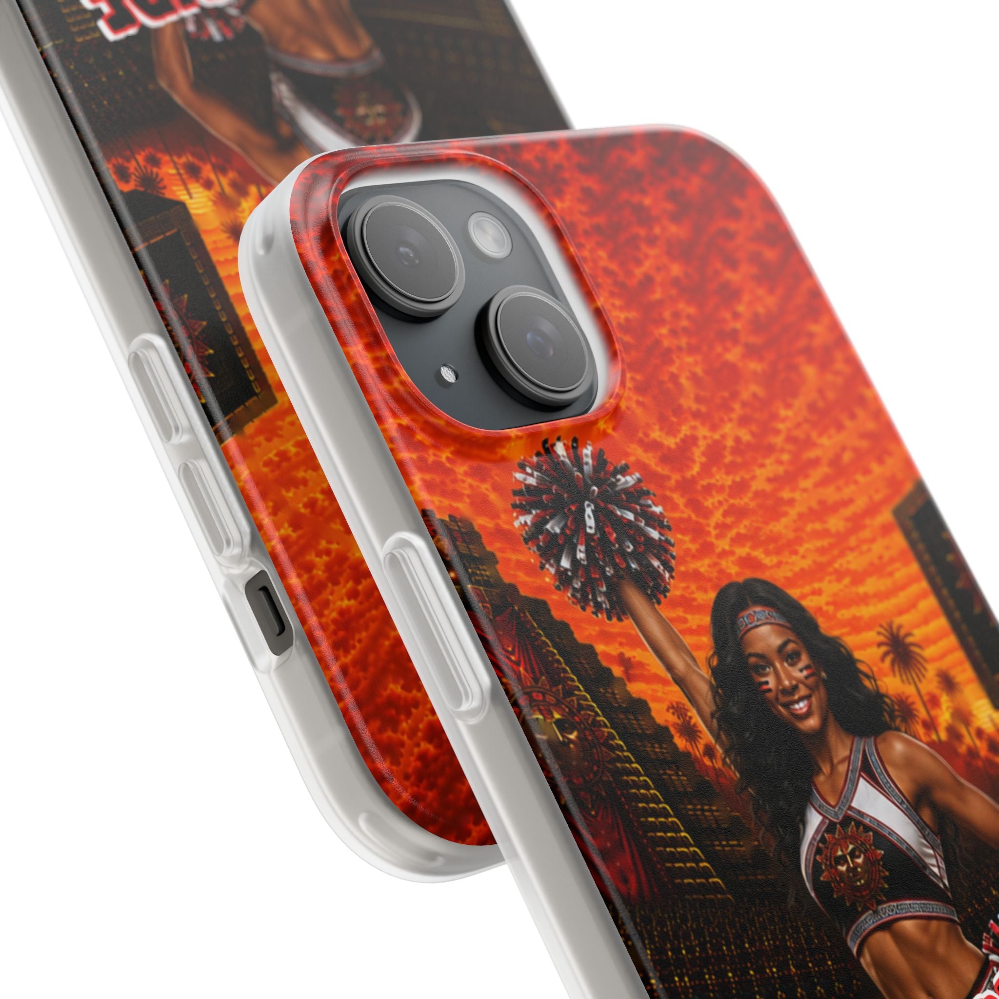 Aztec Cheerleader Warrior – Flexi Phone Case (iPhone & Samsung • Clear TPU • Made & Shipped in the USA • 🚚 FREE USA Shipping • Personalized Option)
