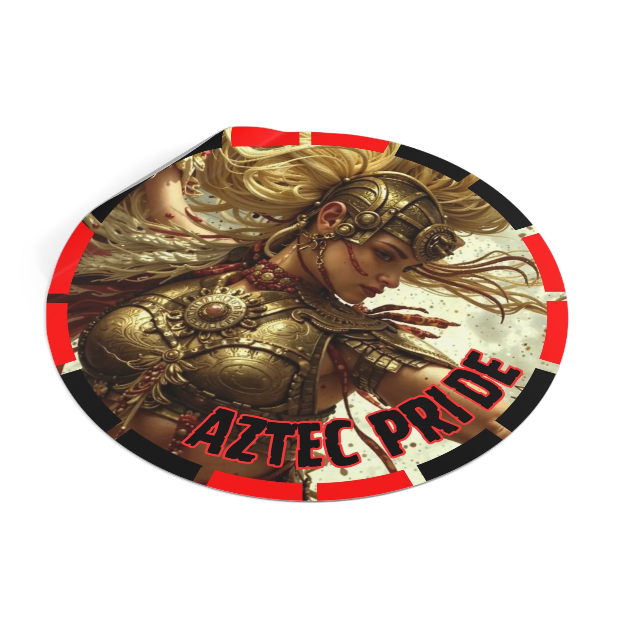Aztec Iron Queen Round Vinyl Sticker – Waterproof Matte Decal (2”–6”)