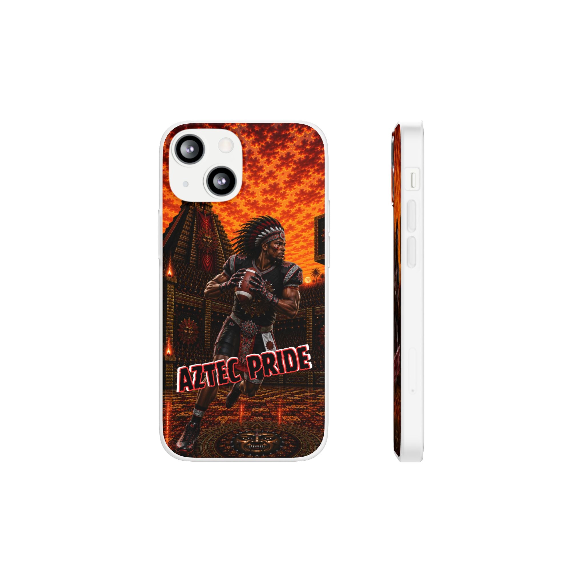 Aztec Football Warrior – Flexi Phone Case (iPhone & Samsung • Clear TPU • Made & Shipped in the USA • 🚚 FREE USA Shipping • Personalized Option)