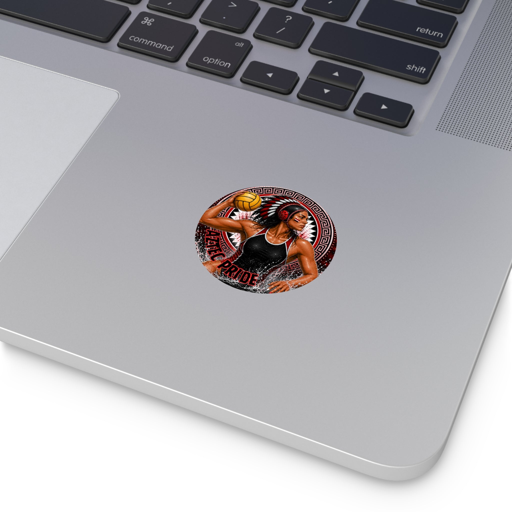 Aztec Water Polo Warrior Round Vinyl Sticker 2”–6” | Made & Shipped in the USA • 🚚 FREE USA Shipping • Personalized Option