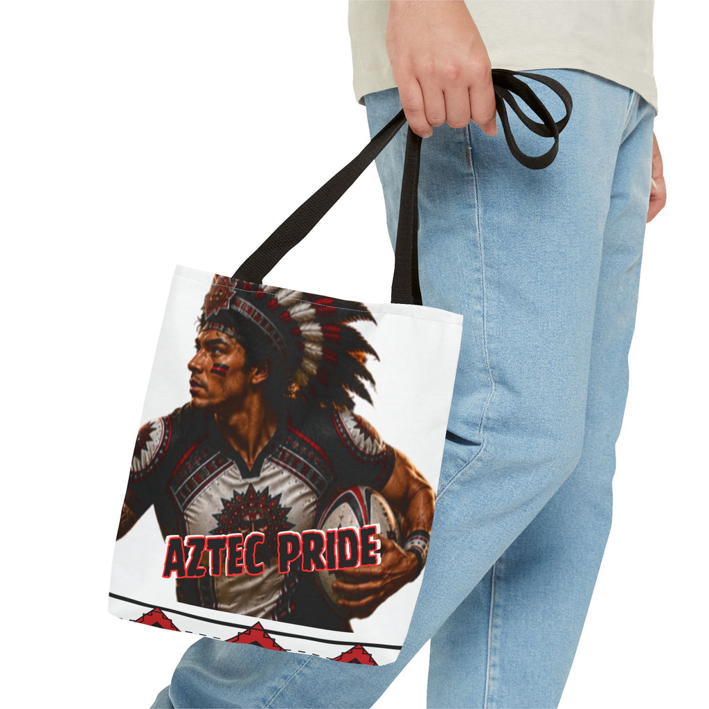 Aztec Rugby Male Warrior Tote Bag | Aztec-Inspired AI Art • Made & Shipped in the USA • 🚚 FREE USA Shipping • FREE Personalization