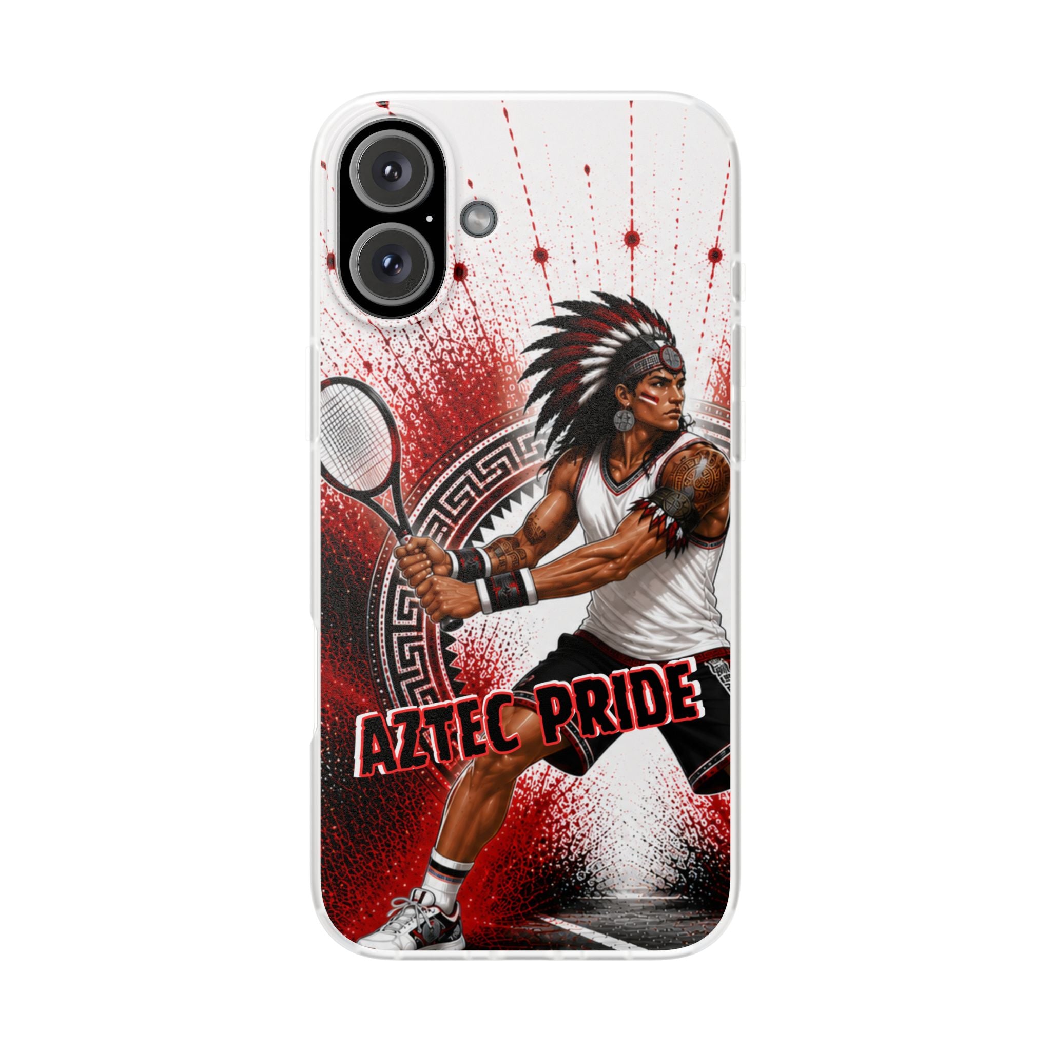 Aztec Tennis Male Warrior – Flexi Phone Case (iPhone & Samsung • Clear TPU • Made & Shipped in the USA • 🚚 FREE USA Shipping • Personalized Option)