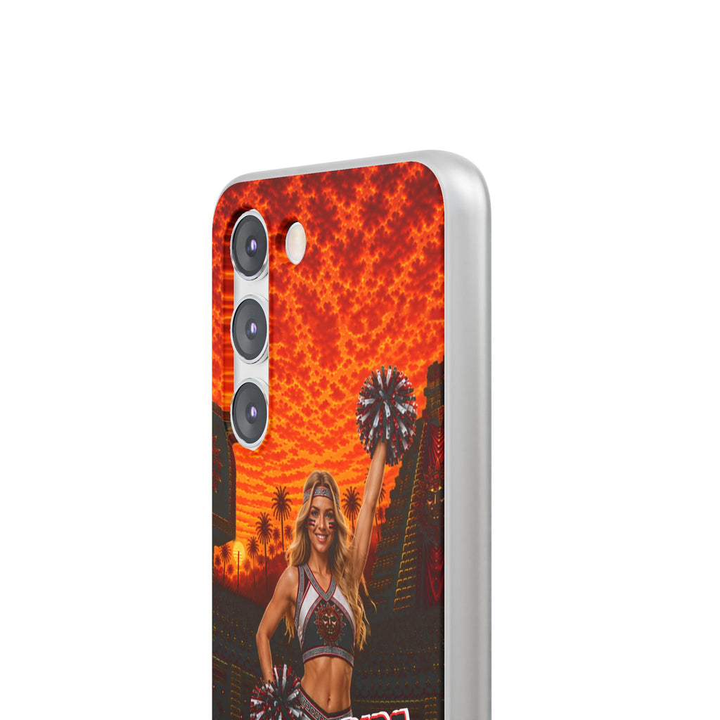 Aztec Cheerleader Warrior – Flexi Phone Case (iPhone & Samsung • Clear TPU • Made & Shipped in the USA • 🚚 FREE USA Shipping • Personalized Option)