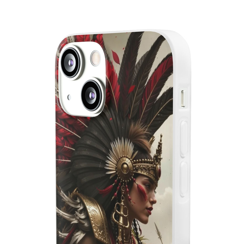 Aztec Warrior Queen – Flexi Phone Case (iPhone & Samsung • Clear TPU • Made in USA • Personalized Option)