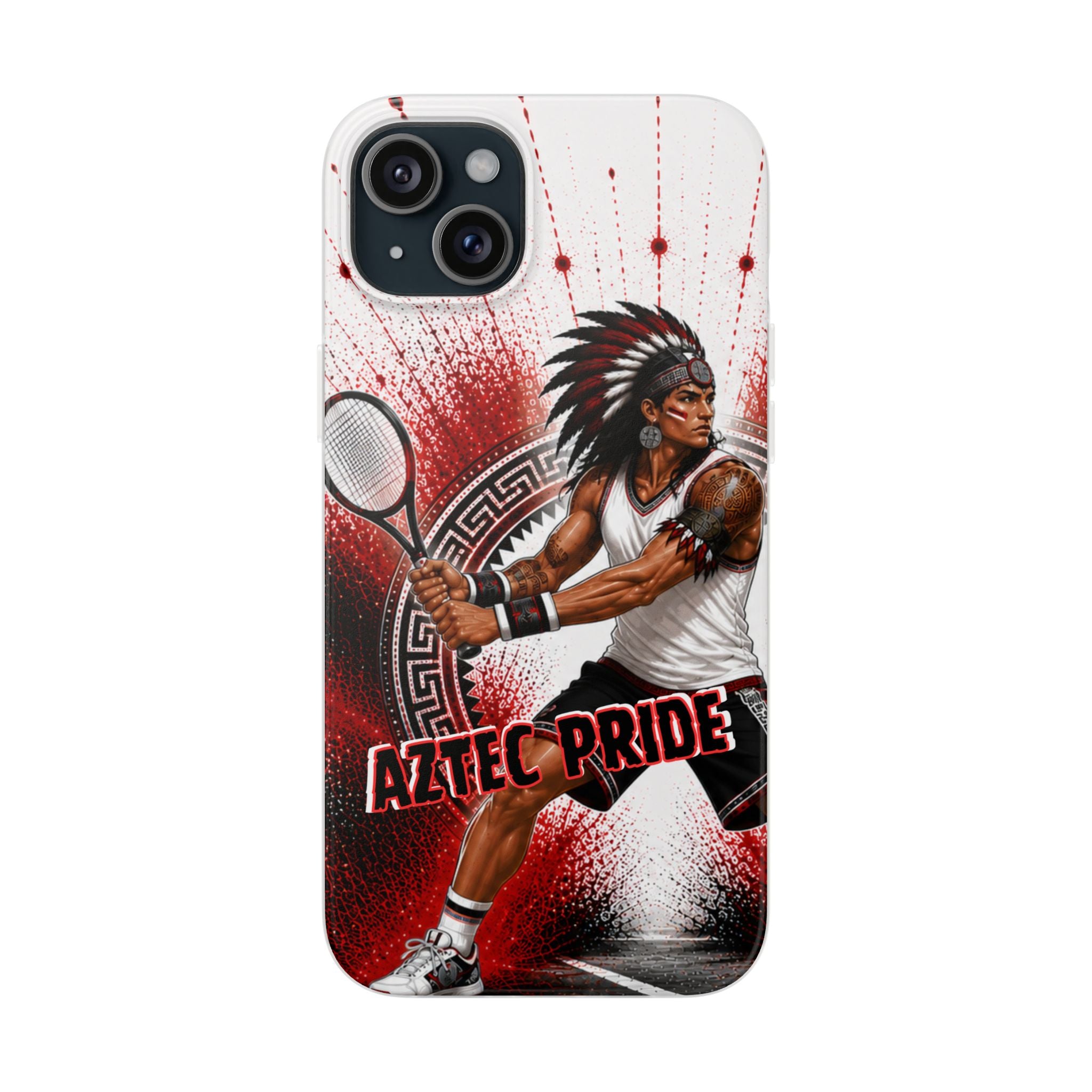Aztec Tennis Male Warrior – Flexi Phone Case (iPhone & Samsung • Clear TPU • Made & Shipped in the USA • 🚚 FREE USA Shipping • Personalized Option)
