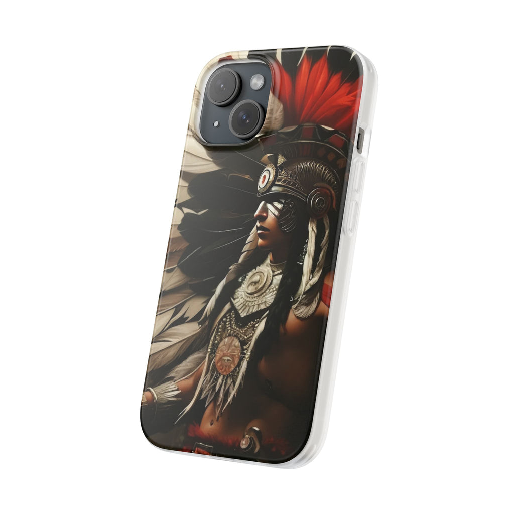 Aztec Fierce Warrior – Flexi Phone Case (iPhone & Samsung • Clear TPU • Made in USA • Personalized Option)
