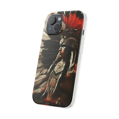 Aztec Fierce Warrior – Flexi Phone Case (iPhone & Samsung • Clear TPU • Made in USA • Personalized Option)