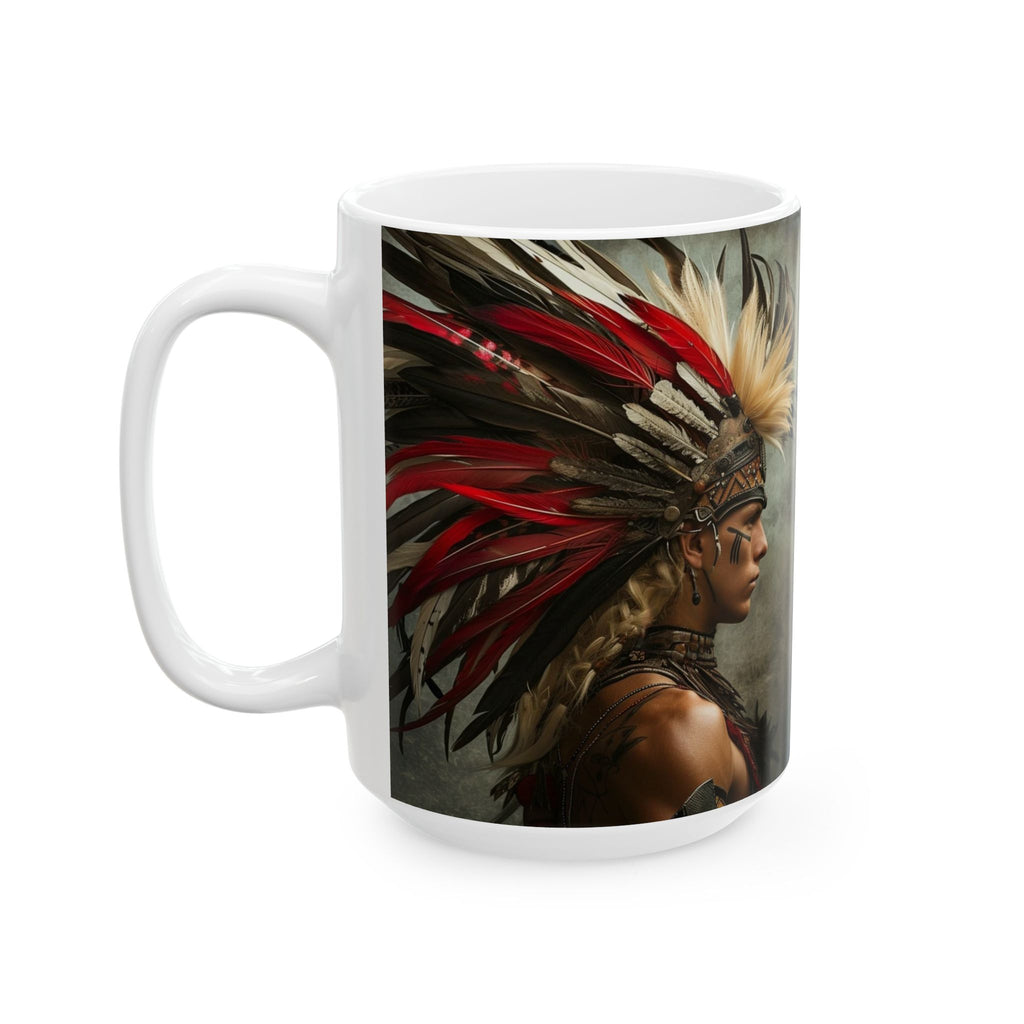Aztec Storm Warrior – Ceramic Mug (11oz, 15oz • Dishwasher & Microwave Safe • Made in USA • Personalized Option)