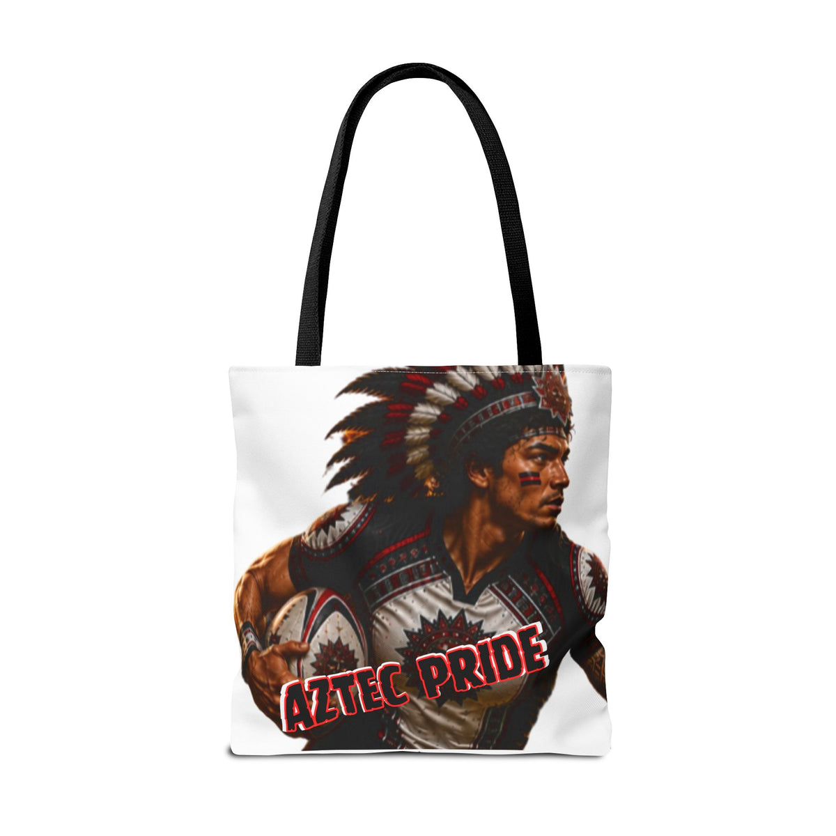 Aztec Rugby Male Warrior Tote Bag | Aztec-Inspired AI Art • Made & Shipped in the USA • 🚚 FREE USA Shipping • FREE Personalization