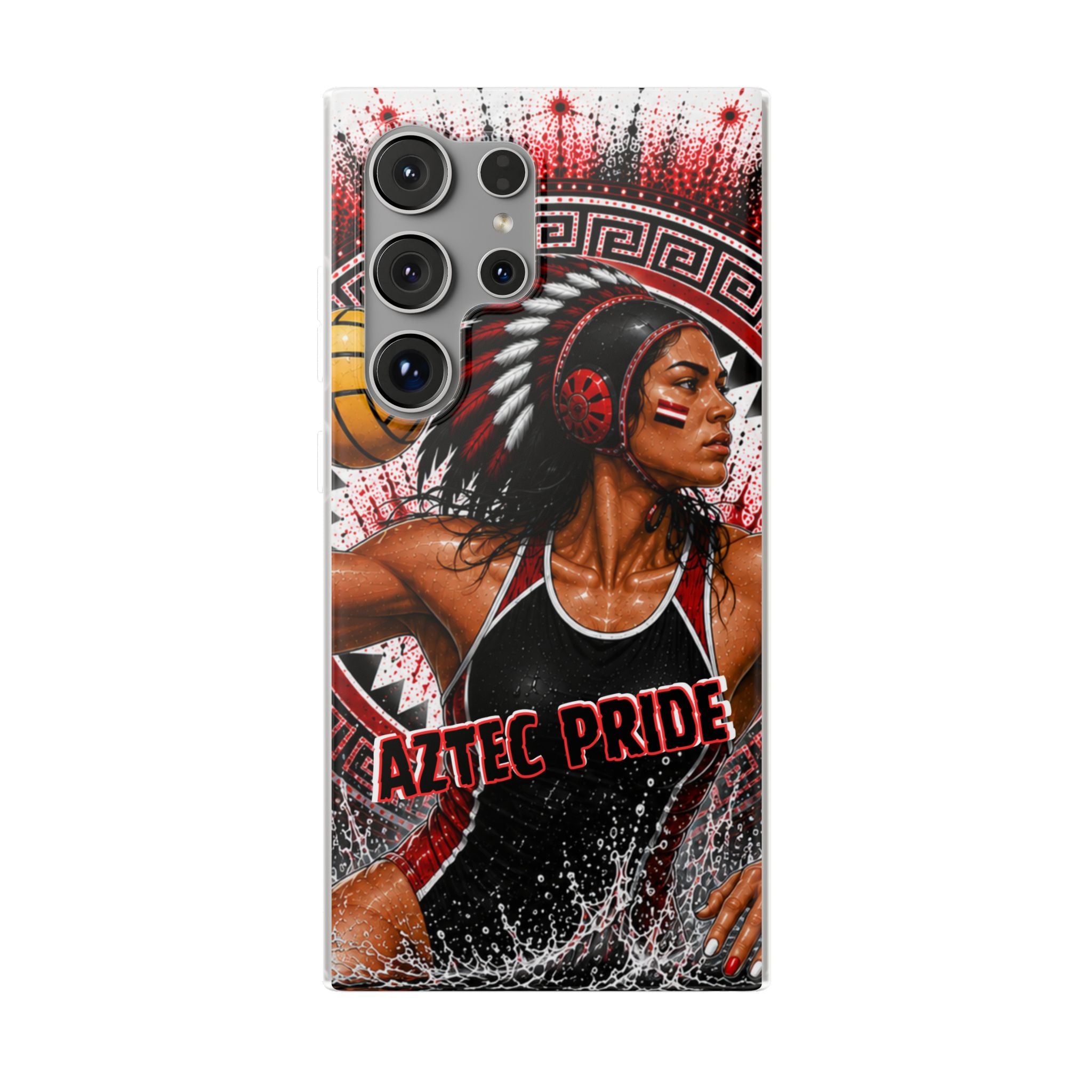 Aztec Water Polo Warrior – Flexi Phone Case (iPhone & Samsung • Clear TPU • Made in USA • Personalized Option)