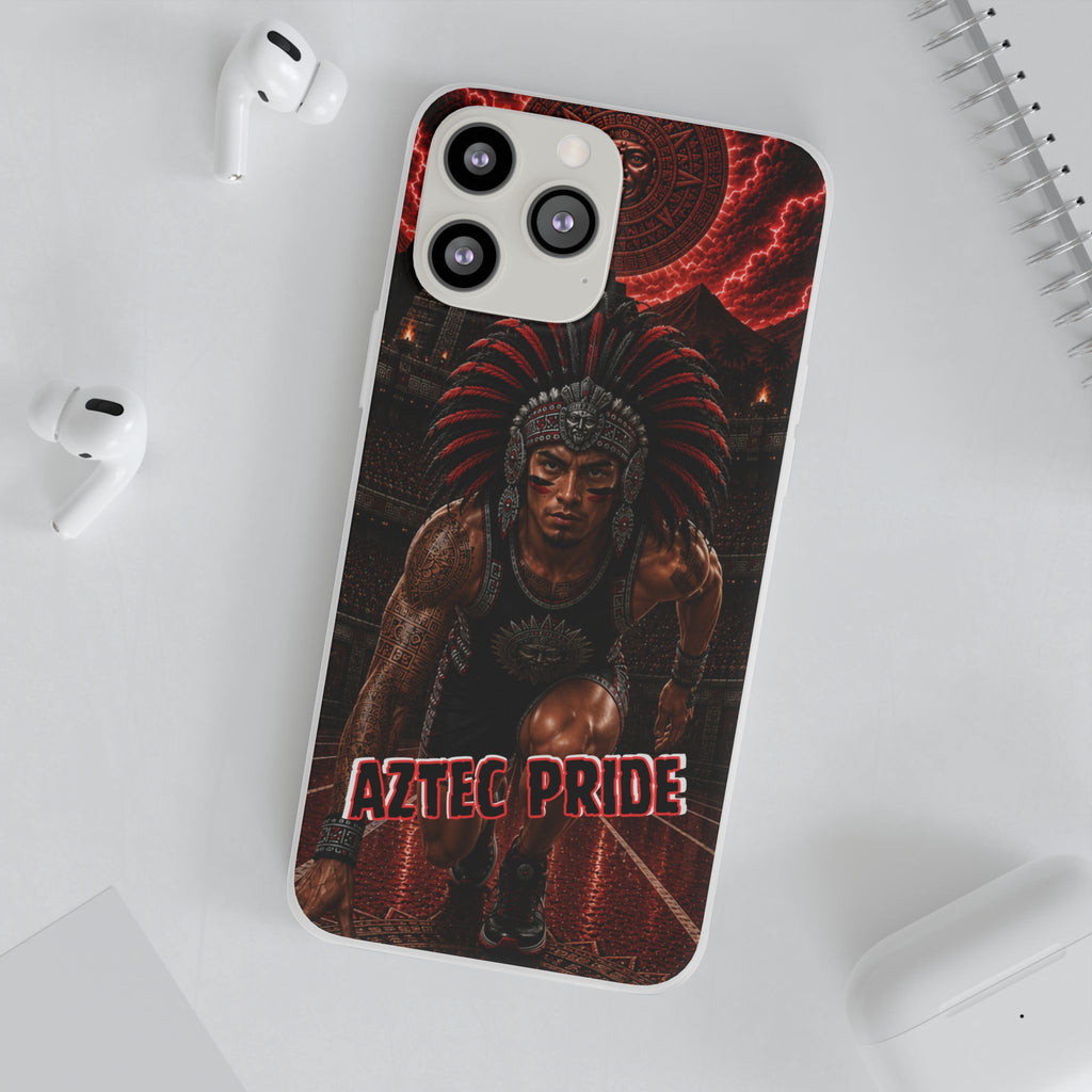 Aztec Track & Field Male Warrior – Flexi Phone Case (iPhone & Samsung • Clear TPU • Made & Shipped in the USA • 🚚 FREE USA Shipping • Personalized Option)