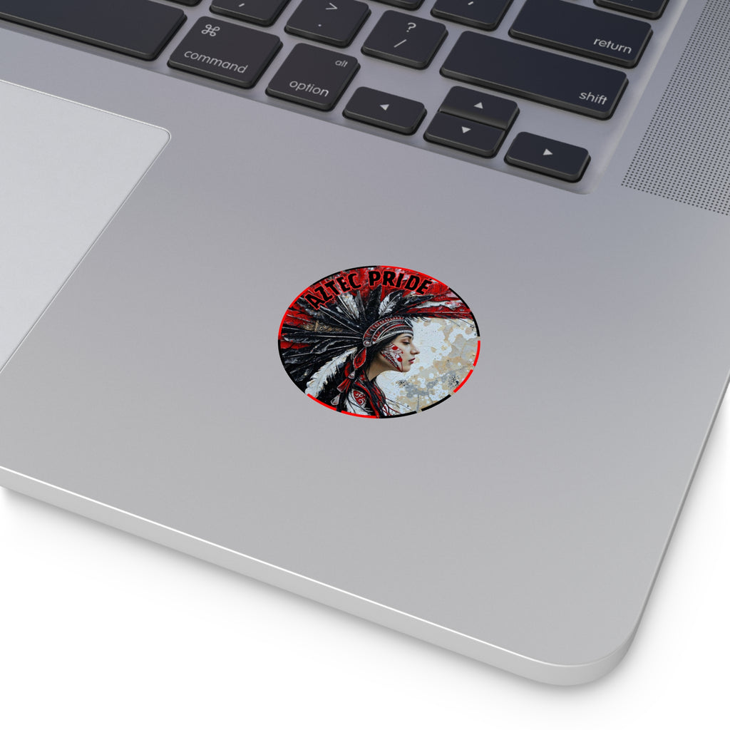 Aztec Silent Goddess Round Vinyl Sticker – Waterproof Matte Decal (2”–6”)