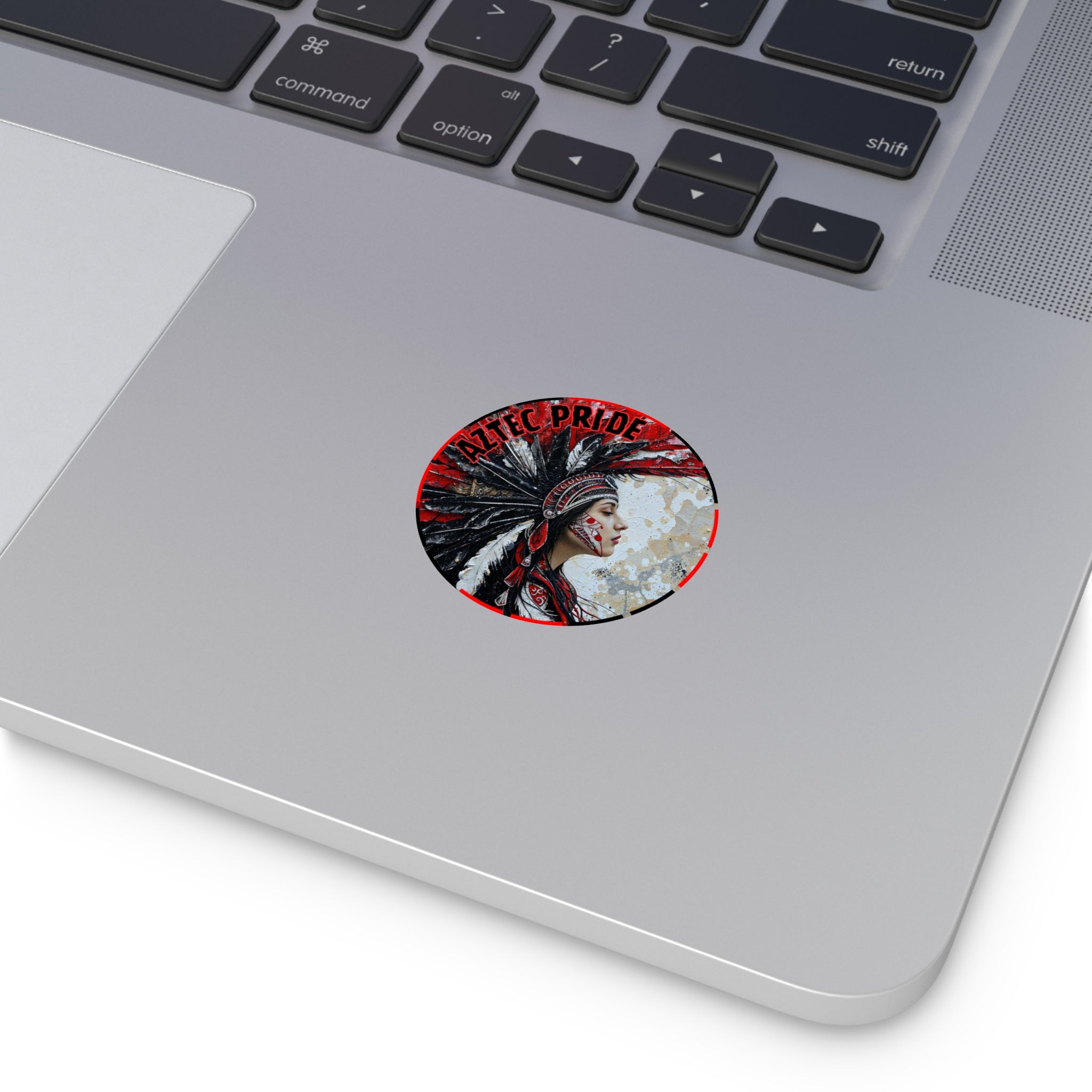 Aztec Silent Goddess Round Vinyl Sticker – Waterproof Matte Decal (2”–6”)